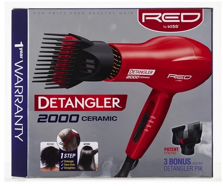2000W Ceramic Hair Detangler Blow Dryer with 3 Detangling Picks - Professional Ionic Hair Dryer for Fast Drying & Frizz Control - Perfect for Home Salon Use & Travel