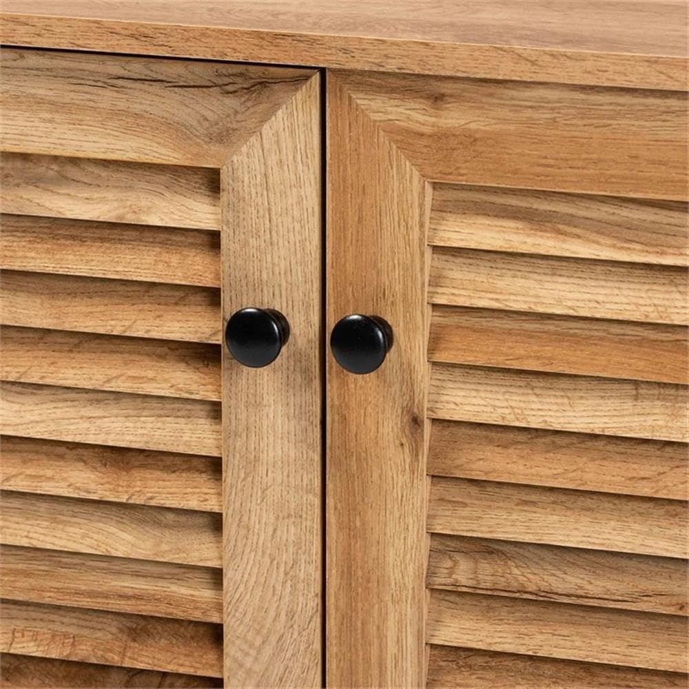 Baxton Studio Coolidge Modern Oak Brown 2-Door Shoe Storage Cabinet - Contemporary Wooden Shoe Organizer for Entryway, Closet & Bedroom