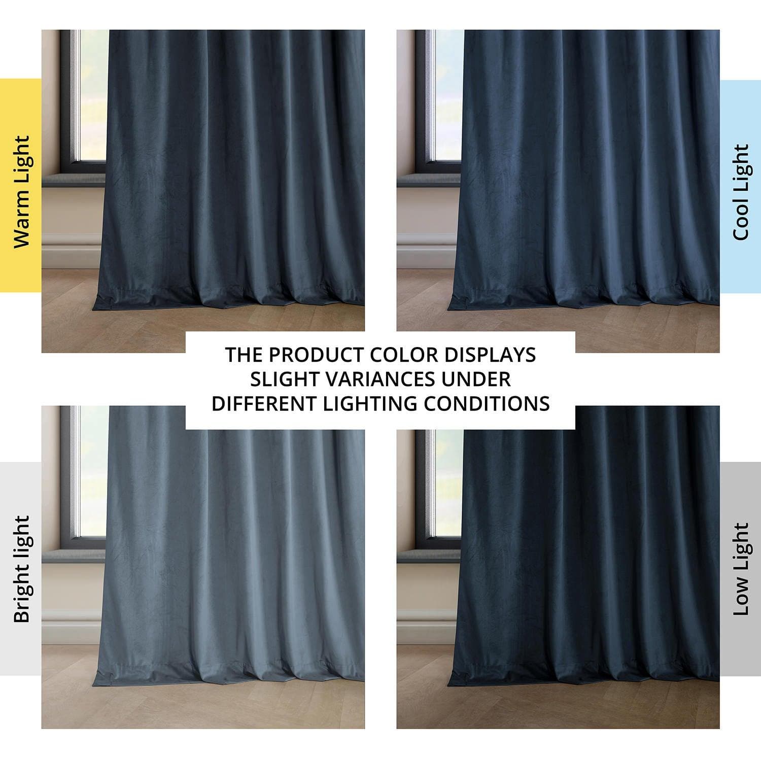 London Blue Heritage Plush Velvet Blackout Curtains for Bedroom - Thermal Insulated Noise Reducing Window Drapes for Living Room & Nursery