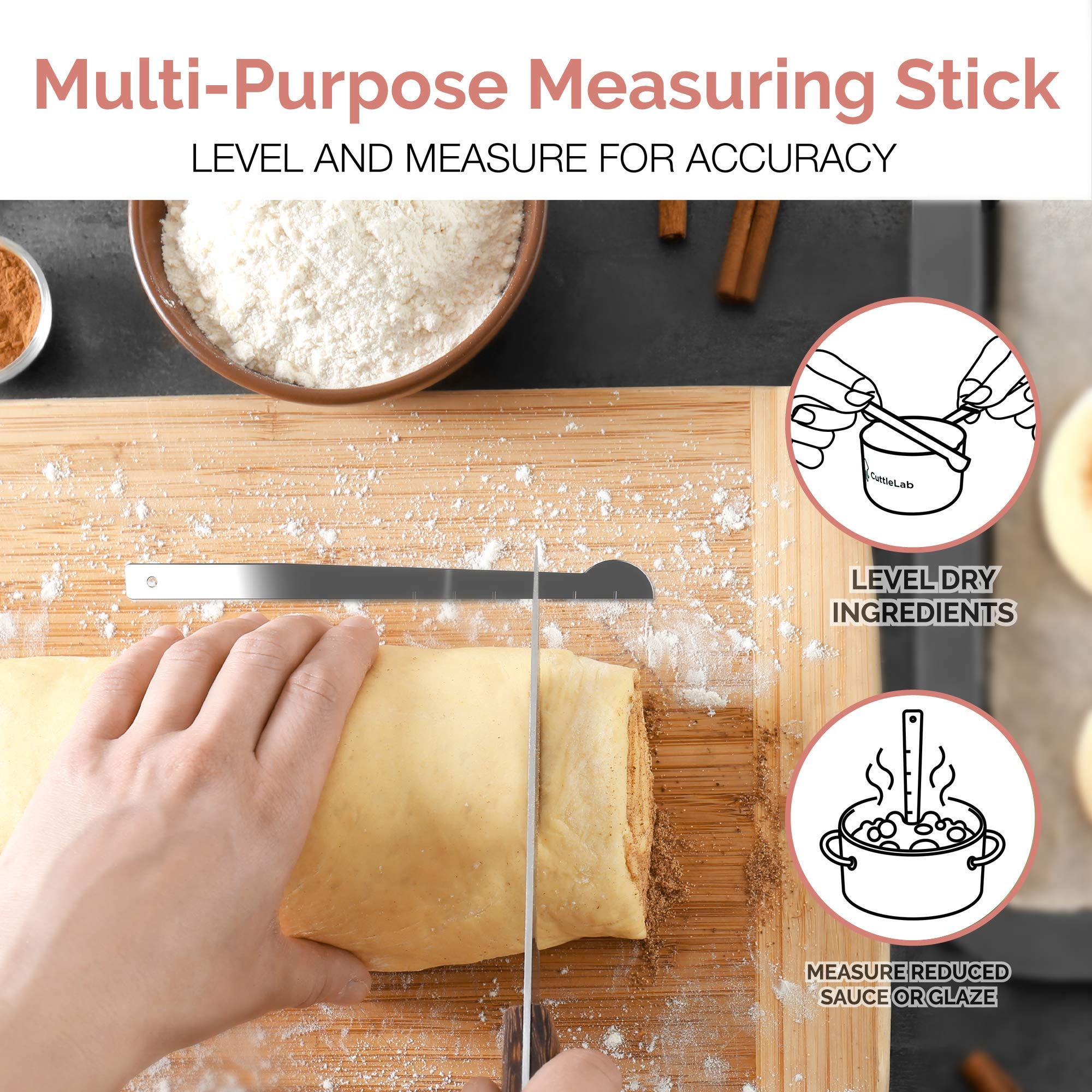 22-Piece Stainless Steel Measuring Cups and Spoons Set with Conversion Chart - Includes Tad, Dash, Pinch, Smidgen & Drop Mini Spoons + Leveler & Fridge Magnet - Perfect for Baking, Cooking & Kitchen Organization (Country Chic Design)