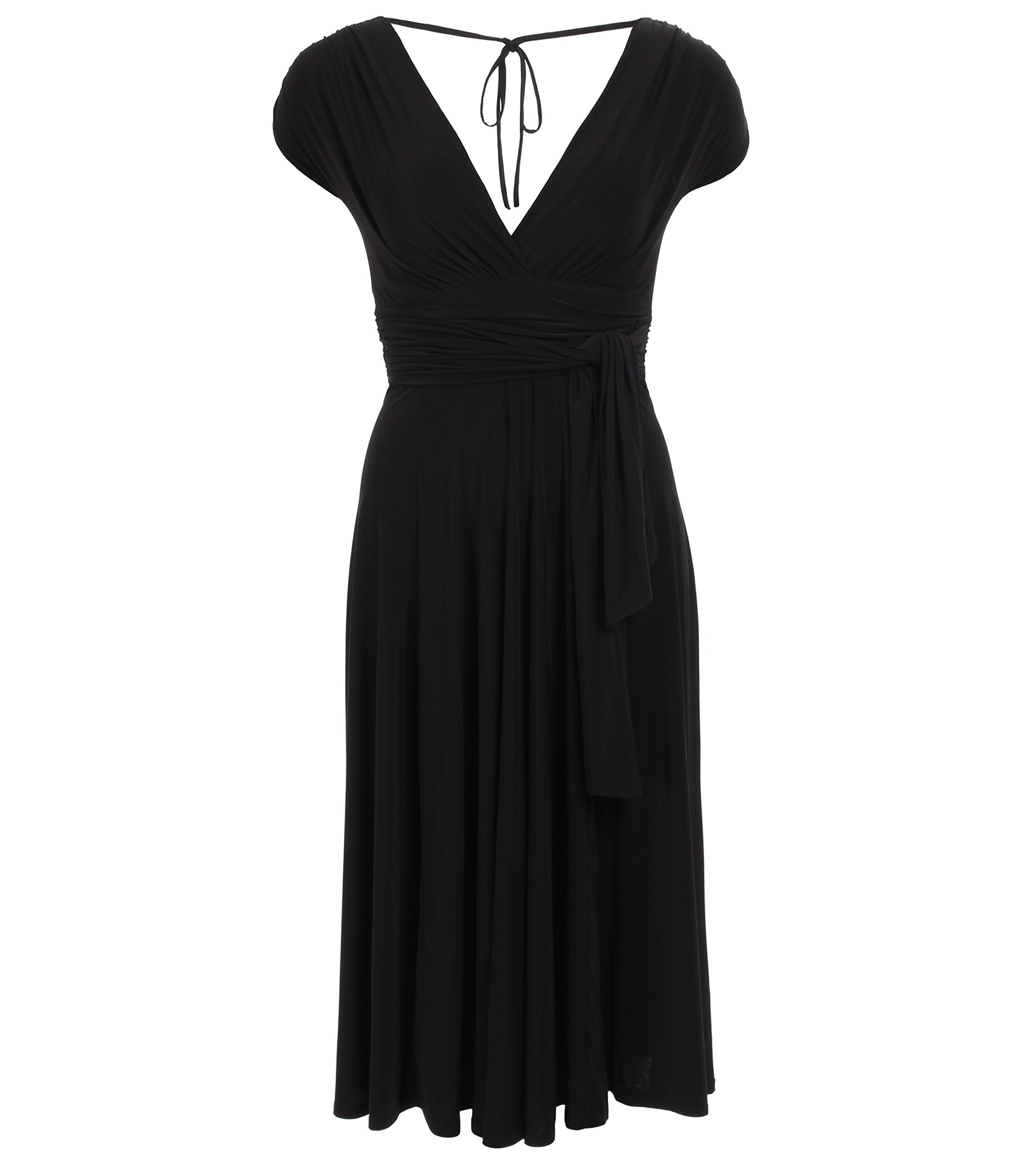 Blue Banana Women's V Neck Sleeveless Fit and Flare Dress - Summer Casual Sundress for Beach, Party & Vacation | Lightweight Flowy Midi Dress with Pockets