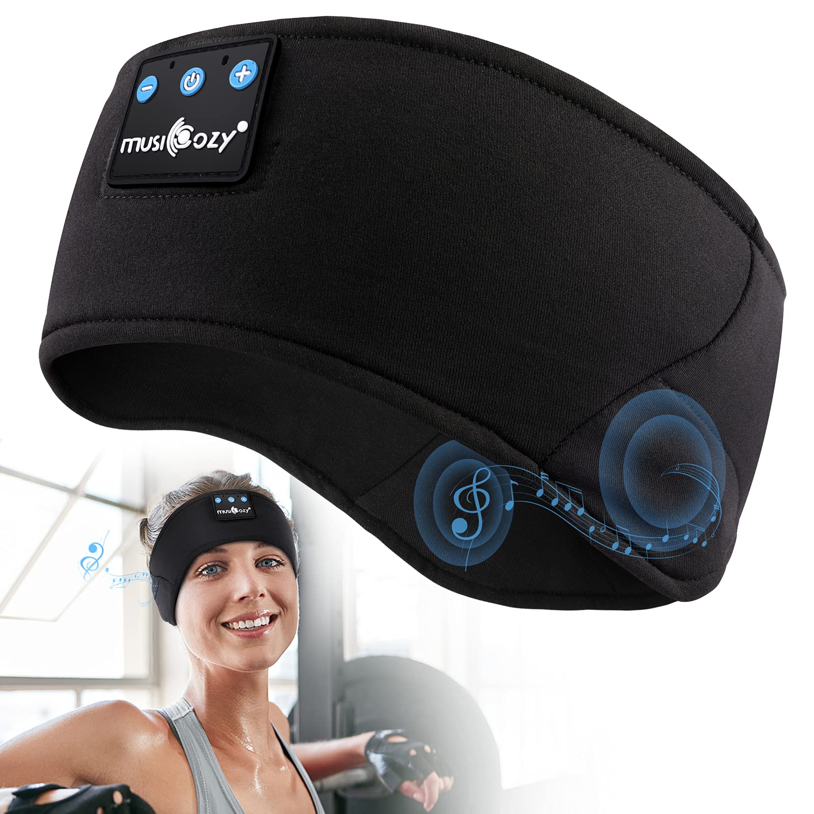 Musicozy Bluetooth Sleep Headphones Wireless Headband with Ultra-Thin HD Stereo Speakers - Comfortable for Sleeping, Insomnia Relief, Workout, Jogging, Yoga & Nighttime Relaxation
