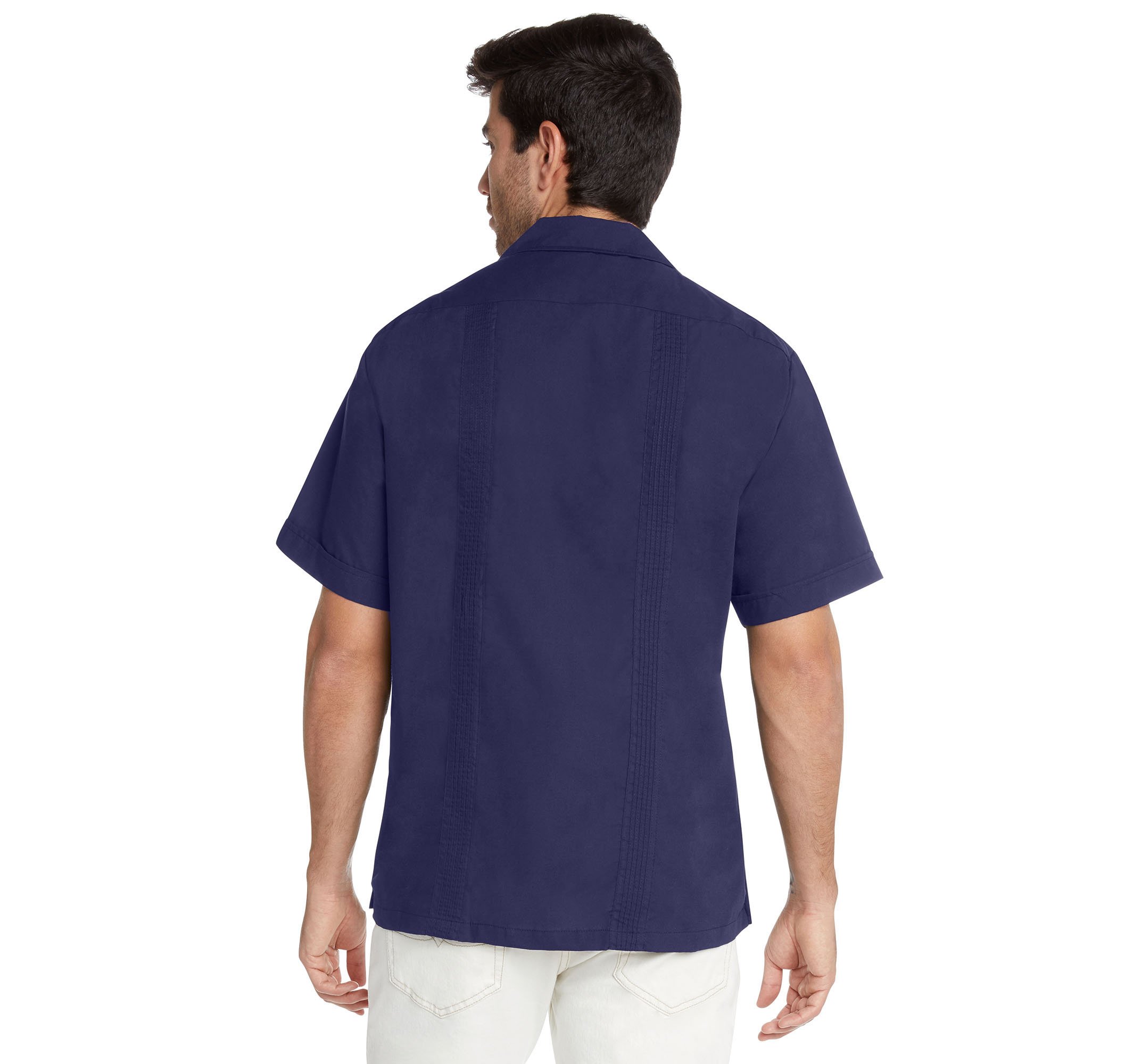 9 Crowns Essentials Men's Guayabera Button Down Shirt - Premium Cotton Short Sleeve Hawaiian Shirt for Summer, Beach & Casual Wear