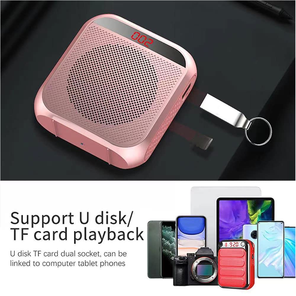 Portable Voice Amplifier with 2200mAh Rechargeable Battery - Wireless Headset Microphone & Speaker System for Teachers, Public Speaking, Meetings, Yoga Classes, Tour Guides, and Outdoor Events (Black) - Perfect for Lectures, Presentations, and Large Group Instruction