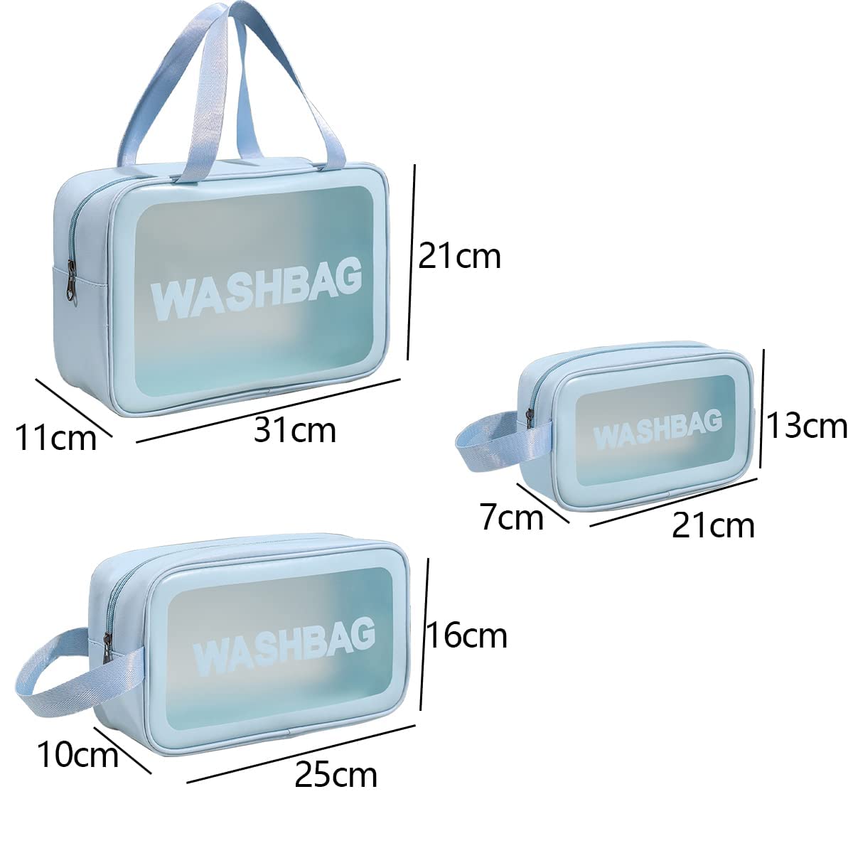Luxafare Clear Makeup Pouch Set - Waterproof Cosmetic Organizer Bag for Women & Girls | Travel Toiletry Storage Kit | Perfect for Airplane Carry-On, Gym Essentials & Bathroom Organization