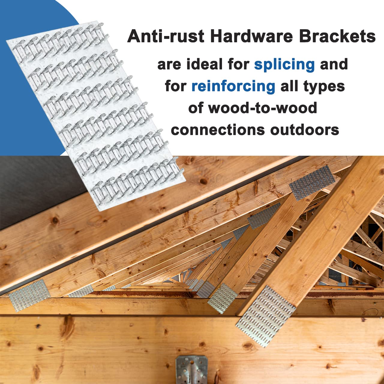 4x8 Pronged Truss Plates with Nail Teeth - Heavy Duty Mending Plates for Roofing & Wood Connectors (10 Pack) - Perfect for DIY Home Construction, Roof Repairs & Wood Framing Projects