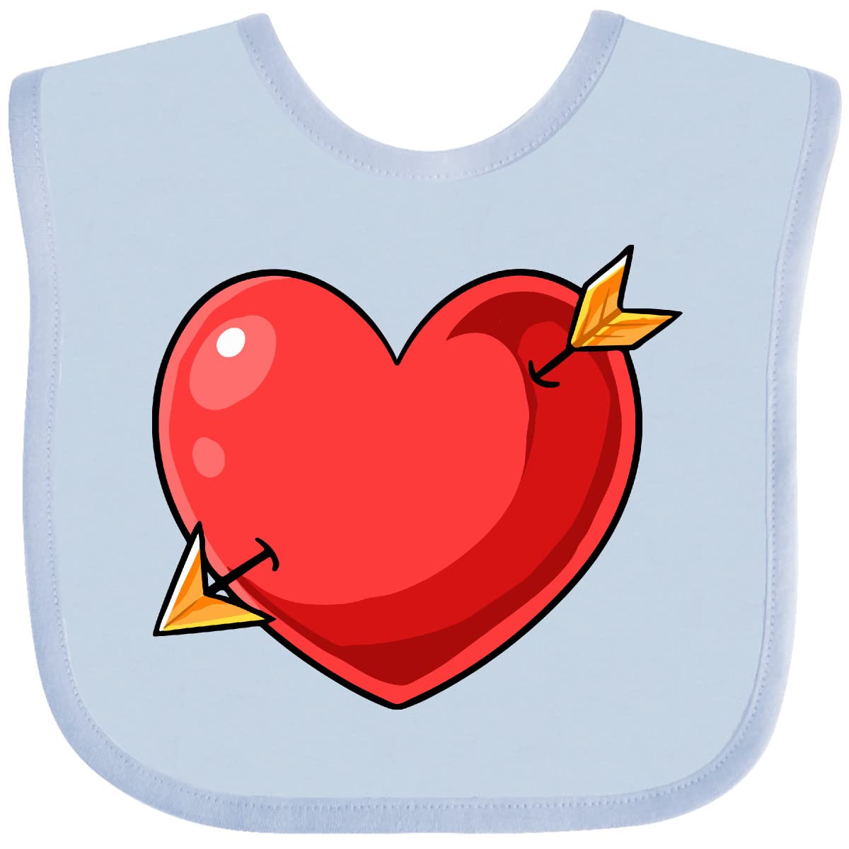 Inktastic Red Heart with Arrow Baby Bib - Soft Cotton Drool Bib for Infants & Toddlers - Perfect for Feeding, Teething, and Everyday Use