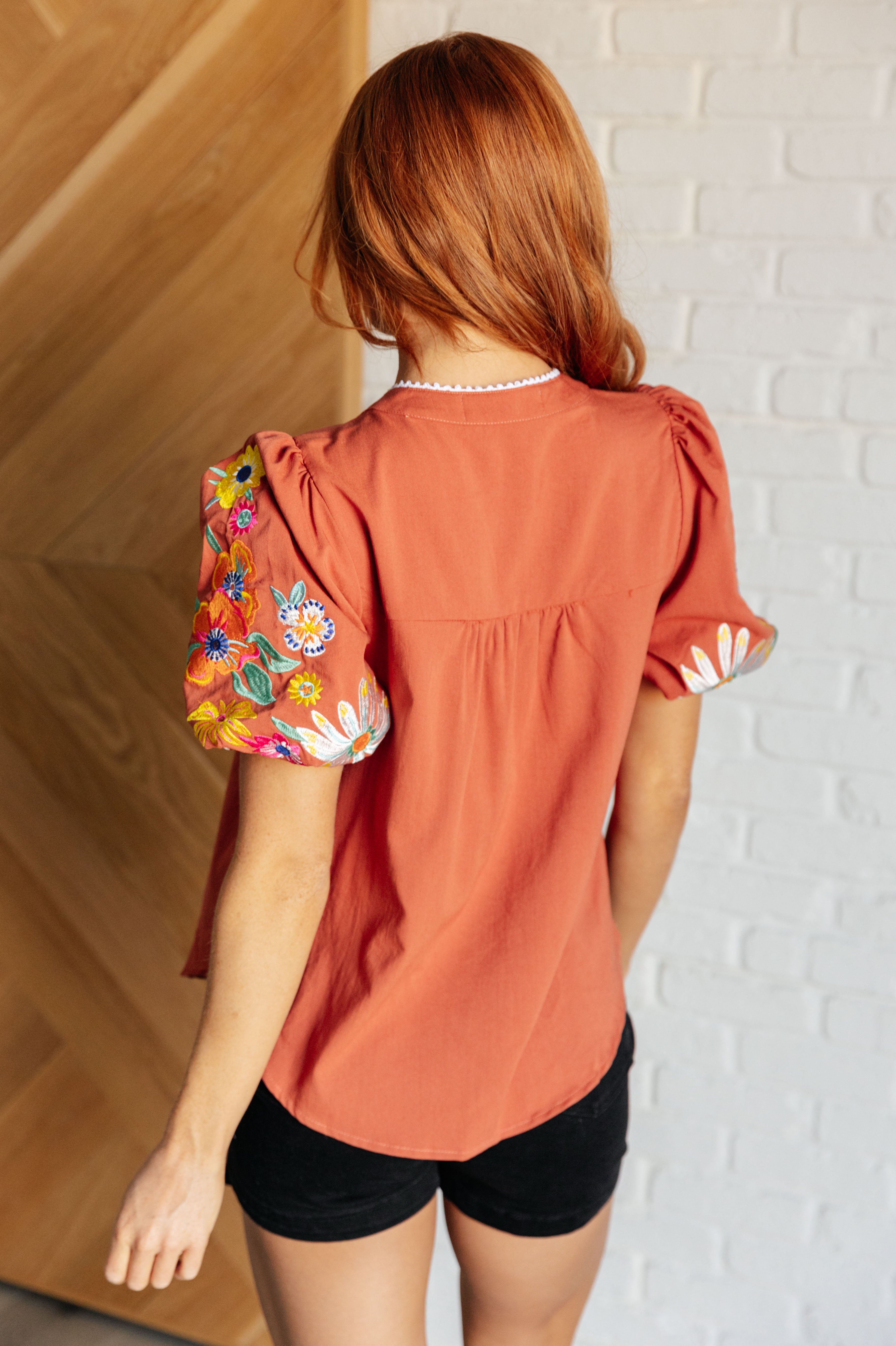 Elegant Embroidered Sleeve Blouse for Women - Floral Stitched Casual Top for Spring & Summer | Perfect for Office, Date Night & Outdoor Events