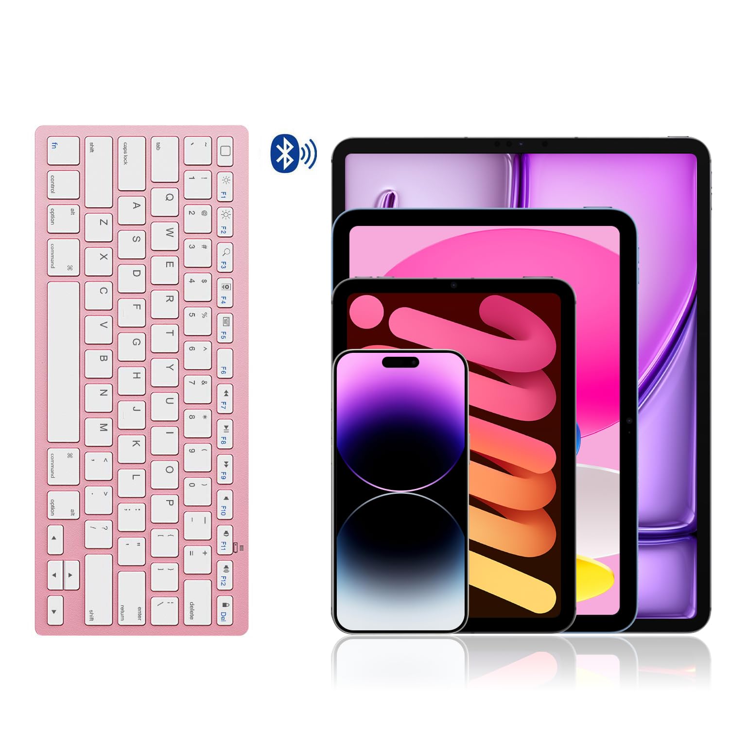 OMOTON Bluetooth Keyboard for iPad 10th Gen, iPad 10.2 (9th/8th/7th Gen), iPad Pro 13/12.9/11 inch, iPad Air 13/11 inch (5th/4th Gen), iPad Mini - Slim Wireless Keyboard with Rose Gold Finish - Perfect for Typing, Office Work & Travel Use