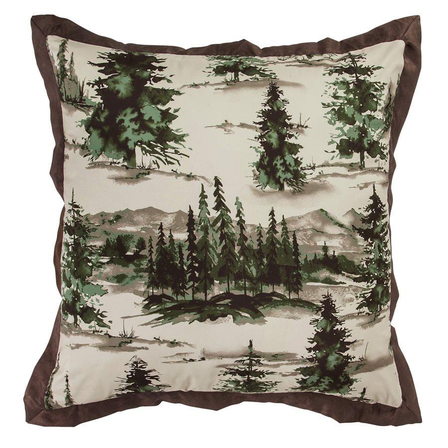 Joshua Euro Sham Pillow Cover - Pine Tree Design - Decorative European Sham for Bedroom, Living Room, and Guest Room Decor