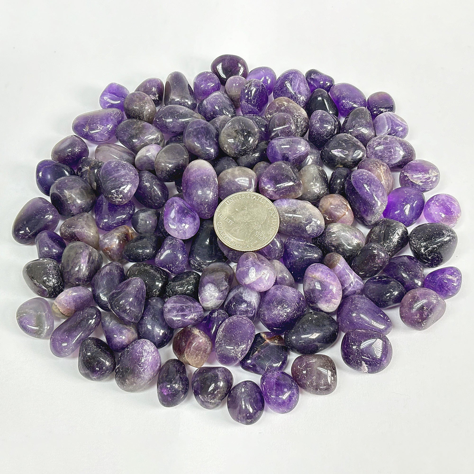 1 lb Bulk Polished Amethyst Tumbled Stones - Natural Healing Crystals for Meditation, Reiki, Chakra Balancing & Home Decor