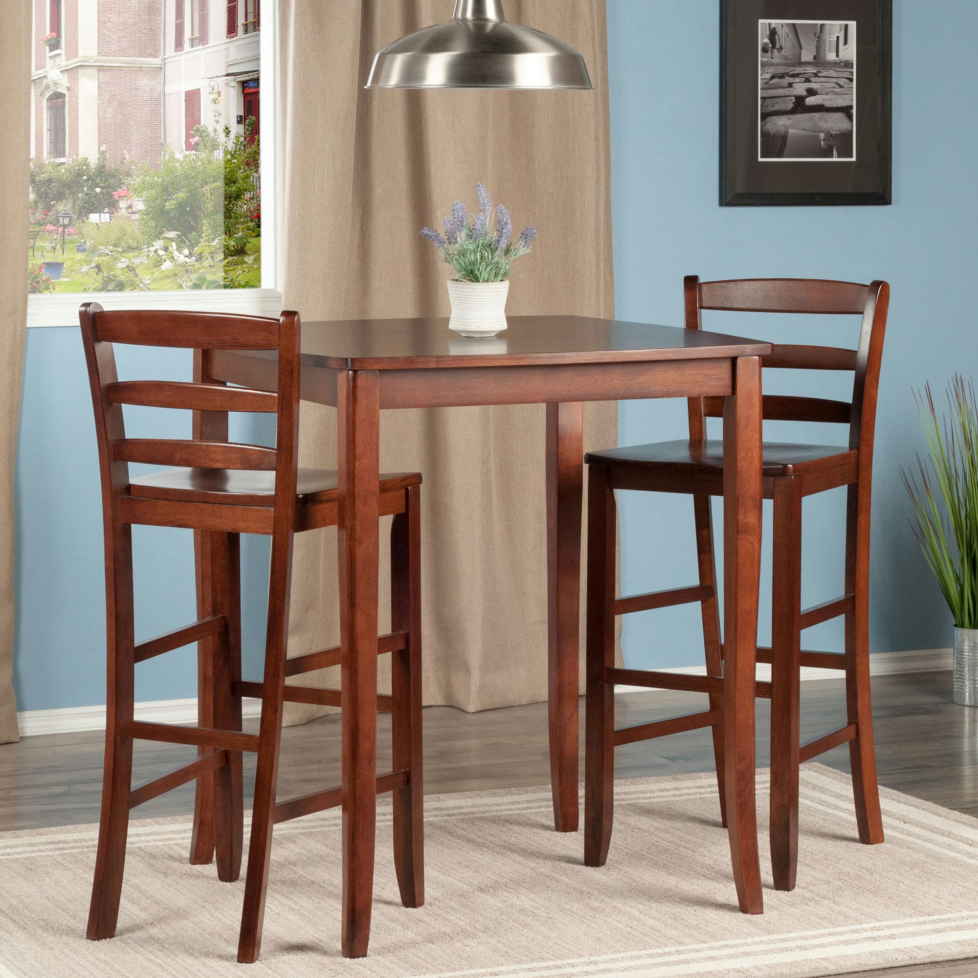 Winsome Inglewood Walnut Dining Table Set - Modern Wooden Kitchen Furniture for Small Spaces | Perfect for Apartments, Breakfast Nooks & Cozy Dining Areas