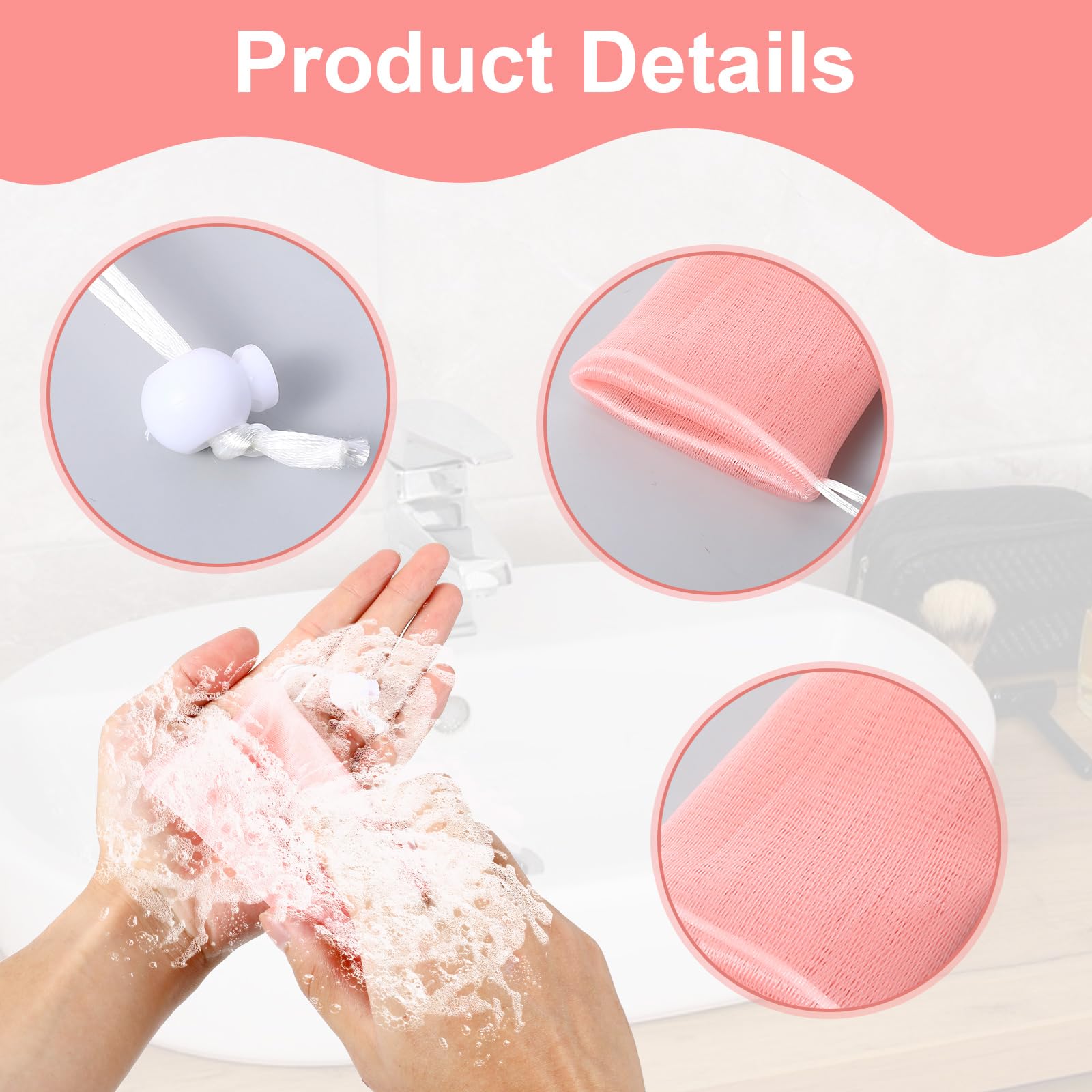 6Pcs Exfoliating Mesh Soap Pouches - Soap Saver Bags with Drawstring for Body & Facial Cleansing | Bath & Shower Essentials | Perfect for Travel, Gym & Spa Days
