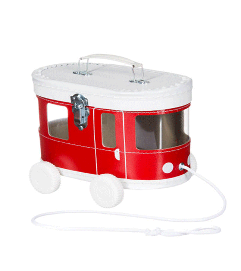 Red Tram Pull Along Suitcase for Kids - Durable Travel Luggage with Wheels for Boys & Girls - Perfect for Airports, School Trips & Family Vacations