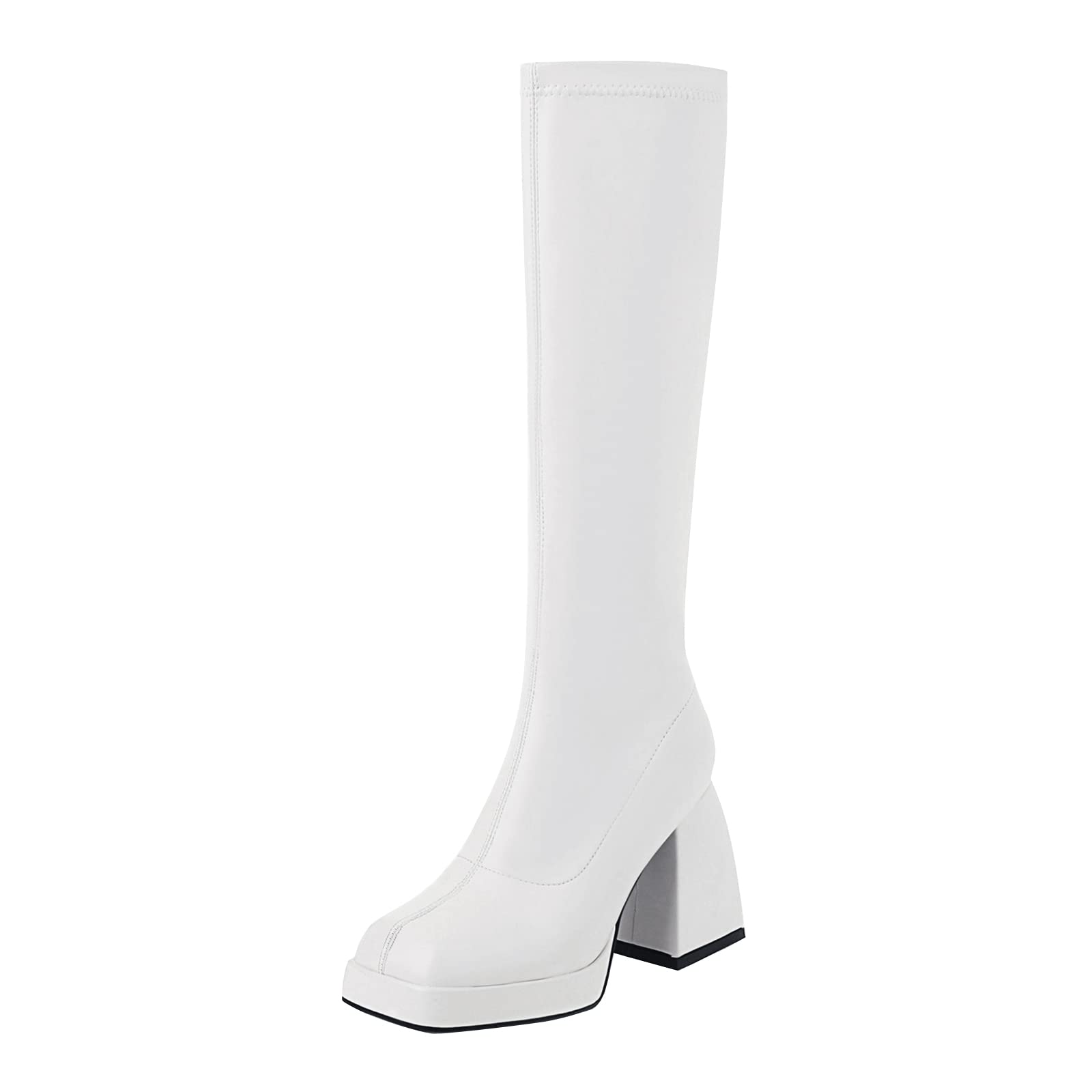 LanreyTaley Women's Chunky Heel Knee High Platform Boots - Winter Fashion Slim Calf Boots for Women | Perfect for Cold Weather, Office Wear & Night Out Outfits