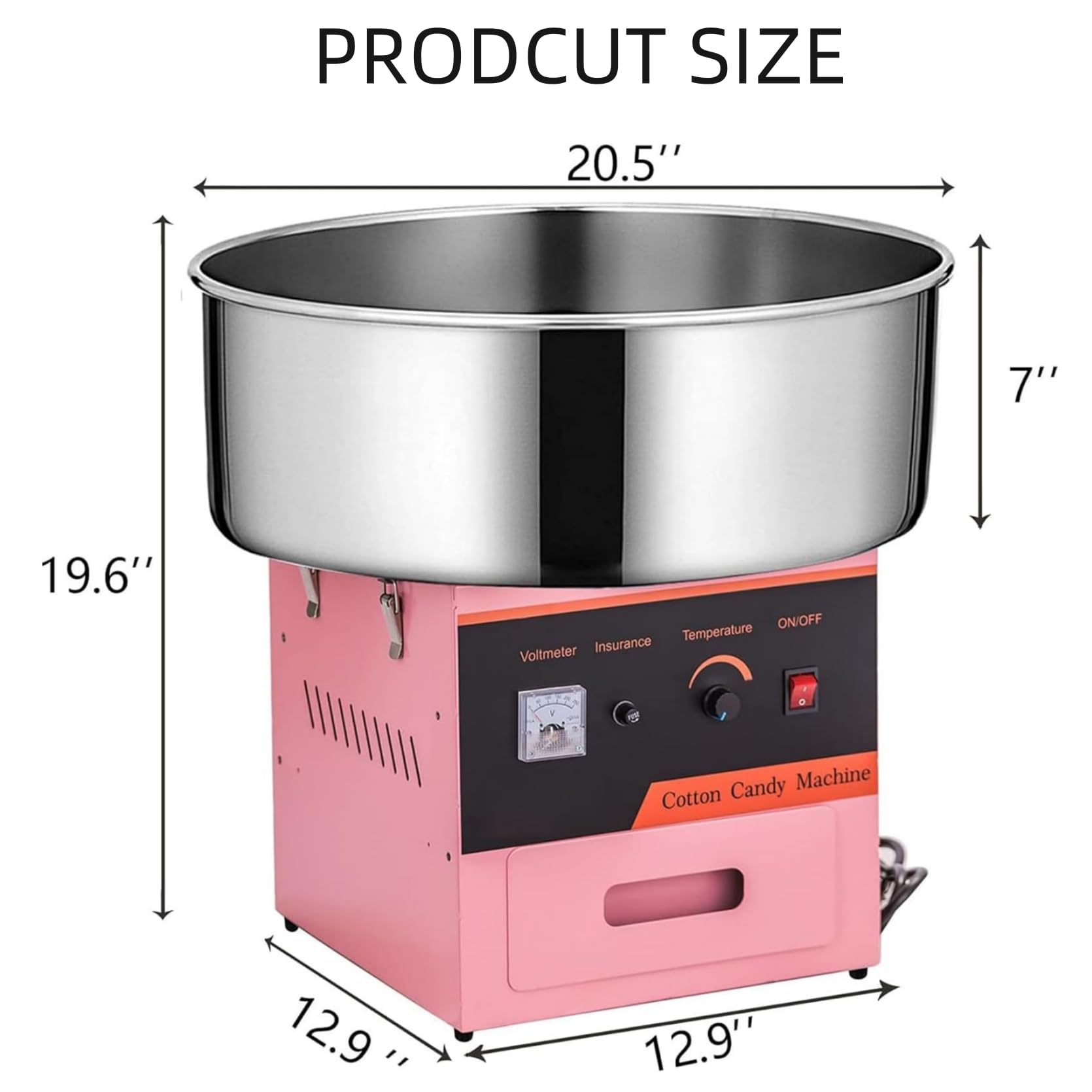Commercial Cotton Candy Machine 1000W - Electric Pink Candy Floss Maker with Stainless Steel Bowl & Sugar Scoop - Perfect for Birthday Parties, Carnival Events, and Home Entertainment