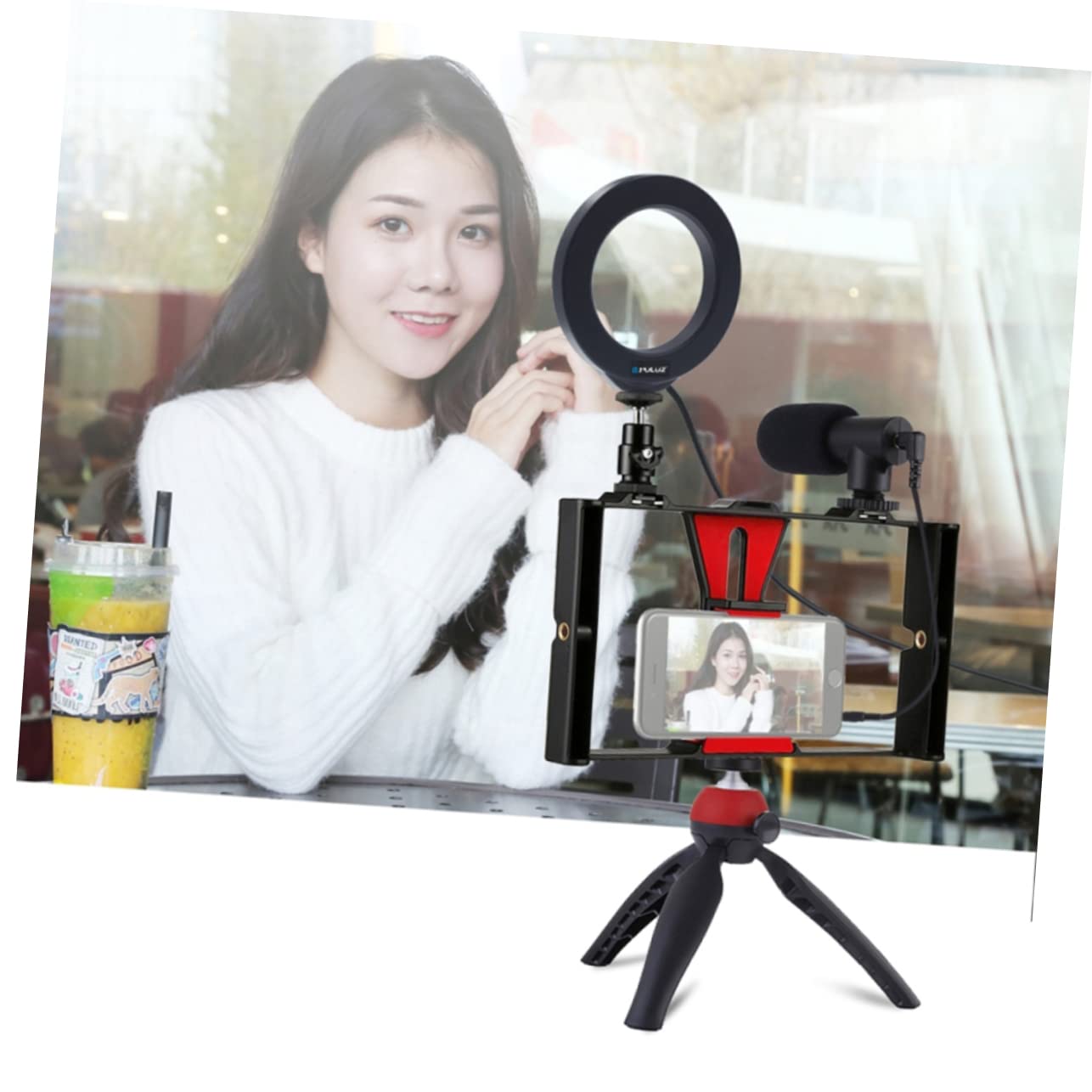 ABOOFAN 1 Set Adjustable Phone Tripod Stand with Phone Holder - Portable Desktop Camera Mount for Live Streaming, Video Recording, Makeup Tutorials, YouTube Videos & TikTok Content Creation