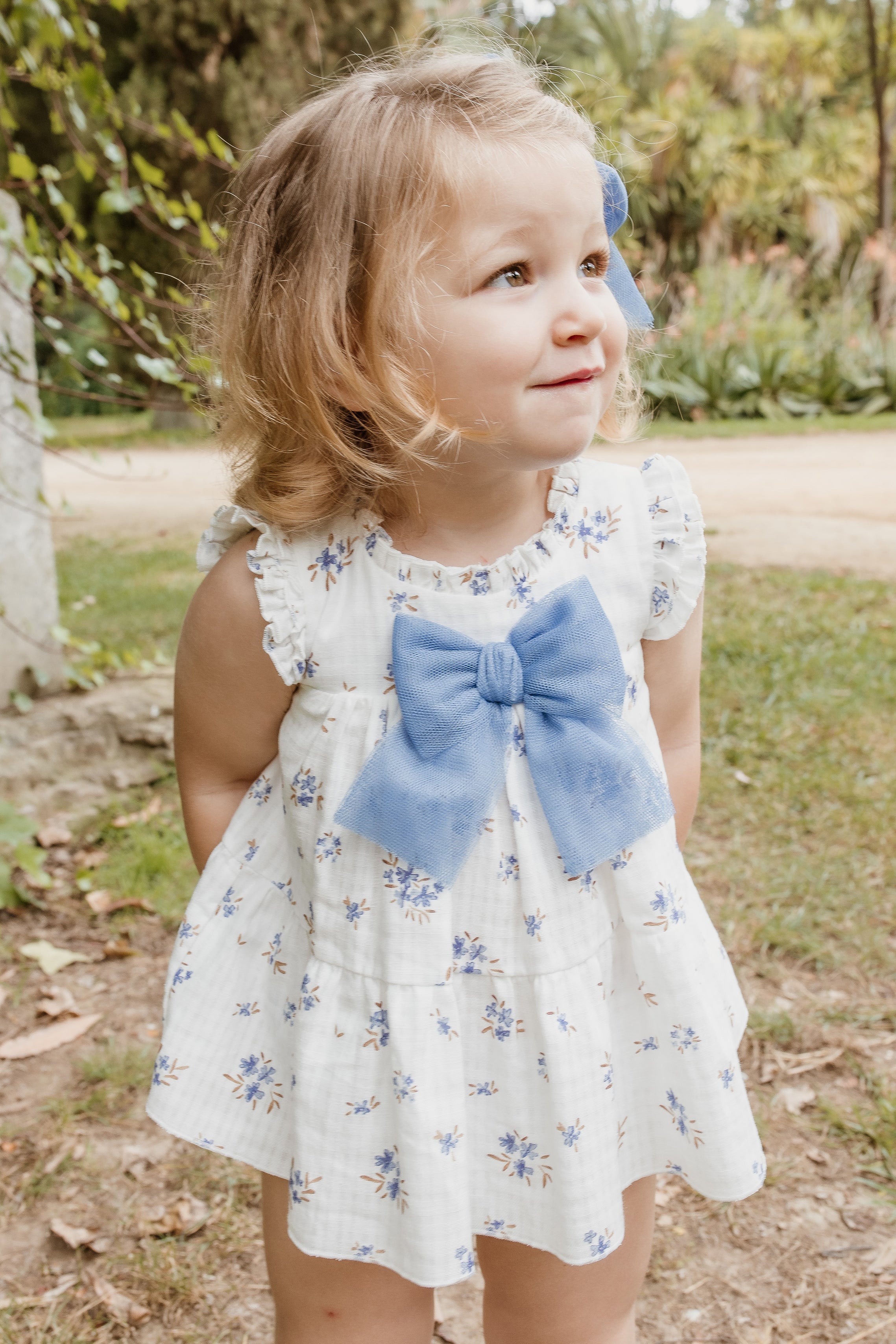 Violet Sky Blue Floral A-Line Dress with Bloomers - Elegant Summer Dress for Women, Perfect for Garden Parties, Weddings & Special Occasions