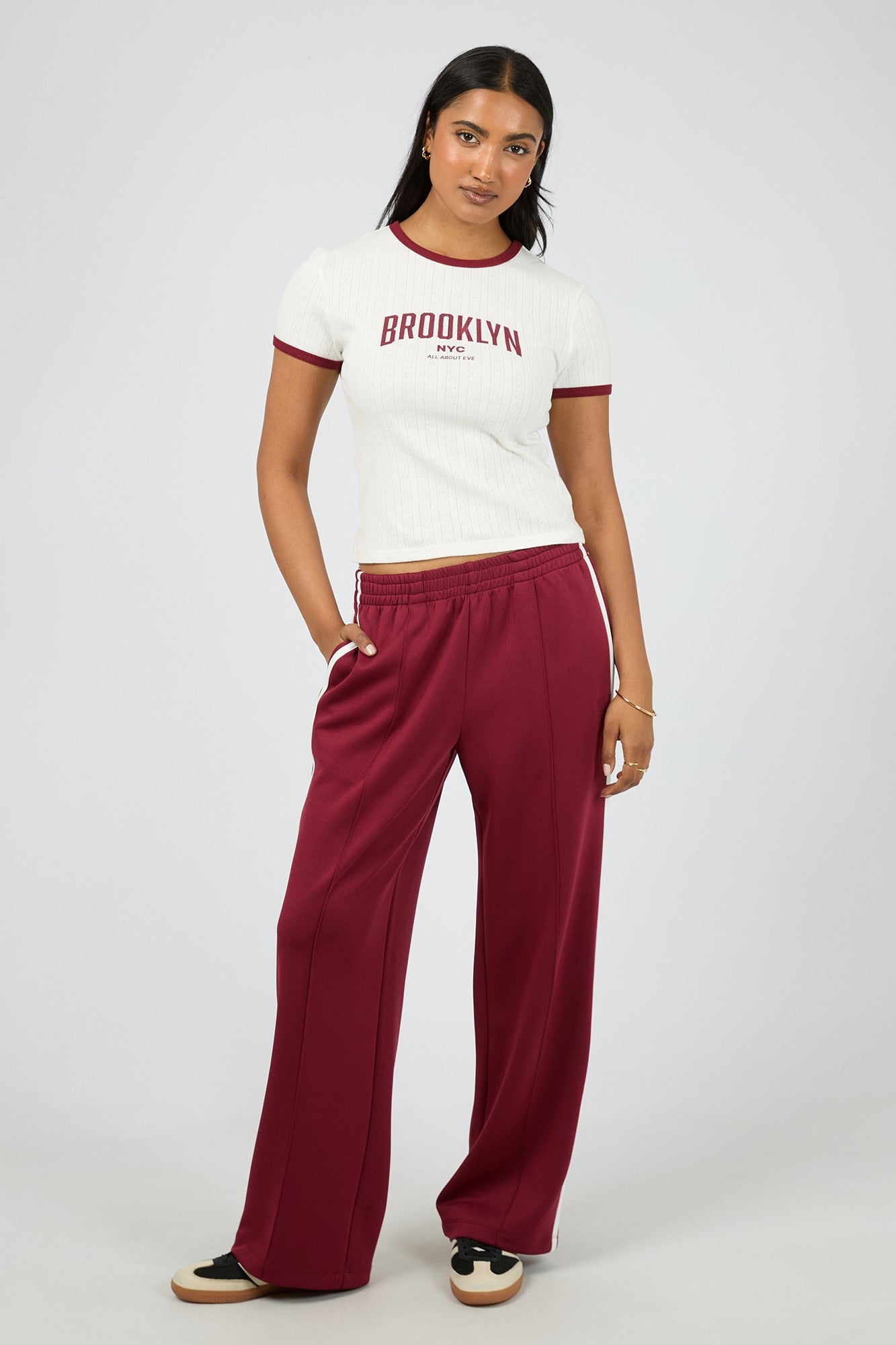 All About Eve On The Daily Track Pant Wine - Women's High Waist Yoga Pants for Workout & Lounge - Perfect for Yoga, Running, and Casual Wear