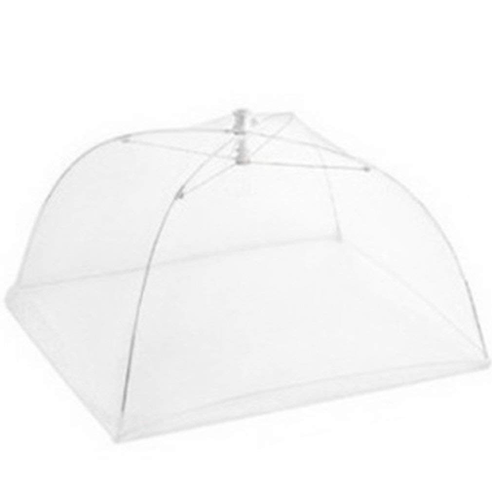 Foldable Mesh Food Cover - 16 Inch Washable Kitchen Umbrella for Picnic, BBQ & Party - Anti-Fly Mosquito Net Tent for Outdoor Dining & Indoor Food Protection (White)