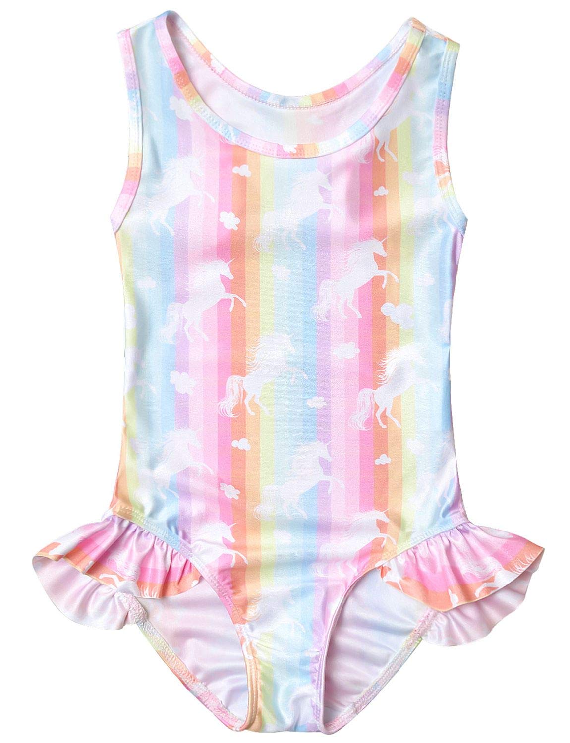 QPANCY Girls Unicorn One Piece Swimsuits - Toddler Kids Bathing Suit for Pool, Beach & Summer Water Play