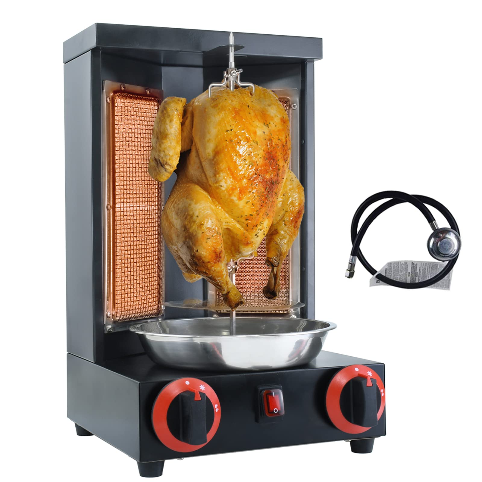 Commercial Vertical Rotisserie Grill Machine for Shawarma, Doner Kebab & Gyro - 2 Burner Gas Countertop Rotisserie Oven with Propane Turkey Broiler | Perfect for Restaurants, Food Trucks & Outdoor Cooking