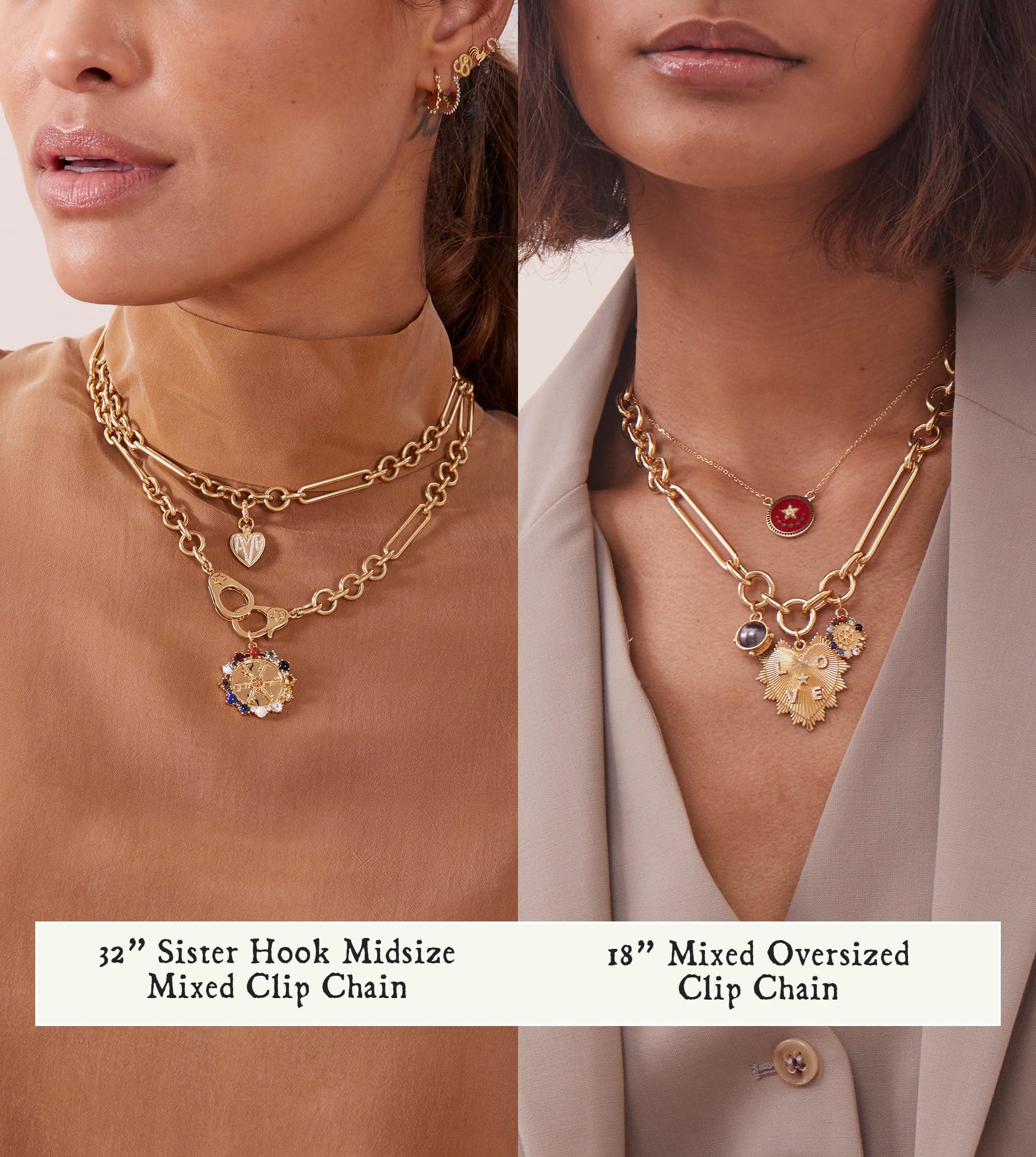 Stylish Oversized Mixed Clip Chain Necklace - Trendy Layered Statement Jewelry for Women - Perfect for Parties, Date Nights & Everyday Fashion
