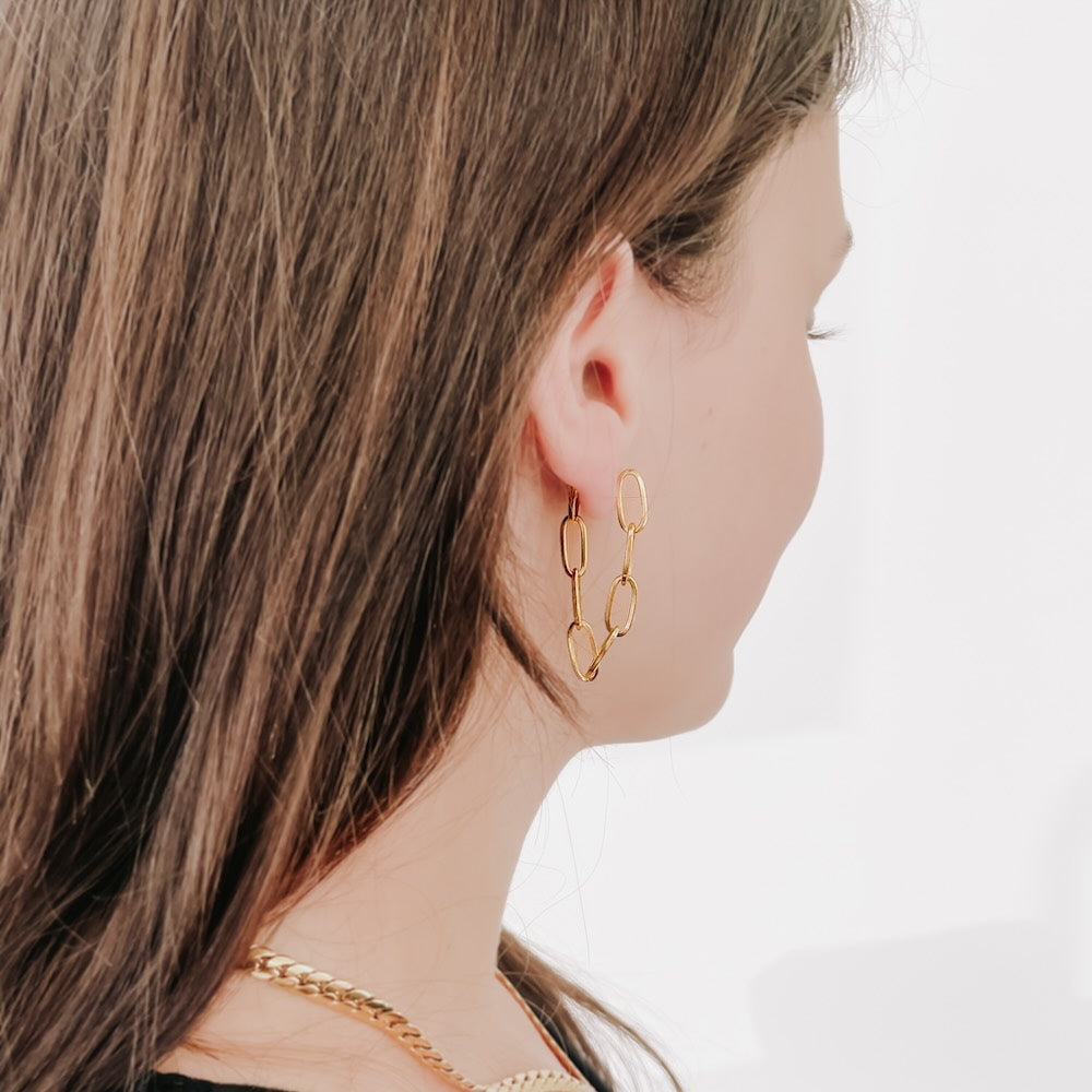 Two Looks in One Chain Link Earrings - Waterproof Fashion Jewelry for Women | Perfect for Everyday Wear & Special Occasions