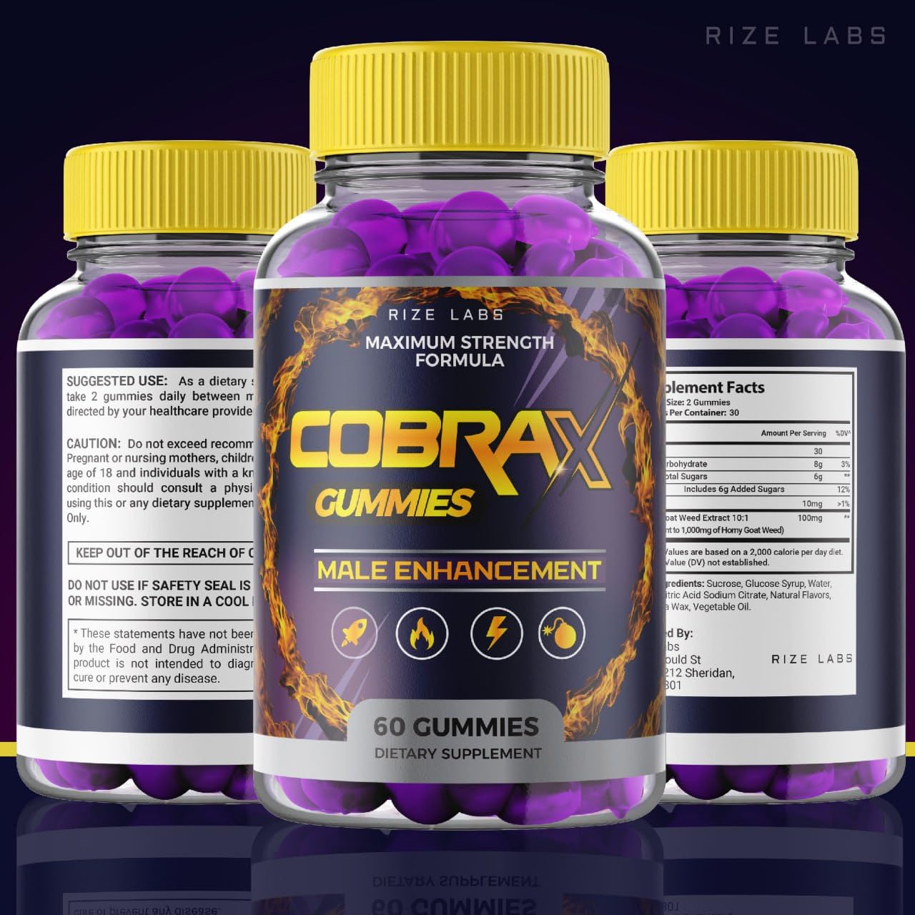 Premium CobraX Male Performance Gummies - Natural Energy & Stamina Booster for Men - 60 Count - Official CobraX Supplement for Enhanced Vitality & Endurance - Perfect for Workouts, Sports & Daily Active Lifestyle