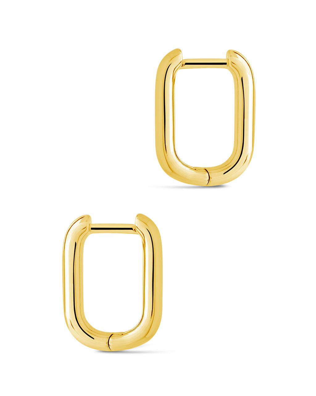 Josie Rectangular Hoop Earrings for Women - Sterling Silver Minimalist Dangle Earrings - Elegant Everyday Jewelry for Work, Party & Date Night