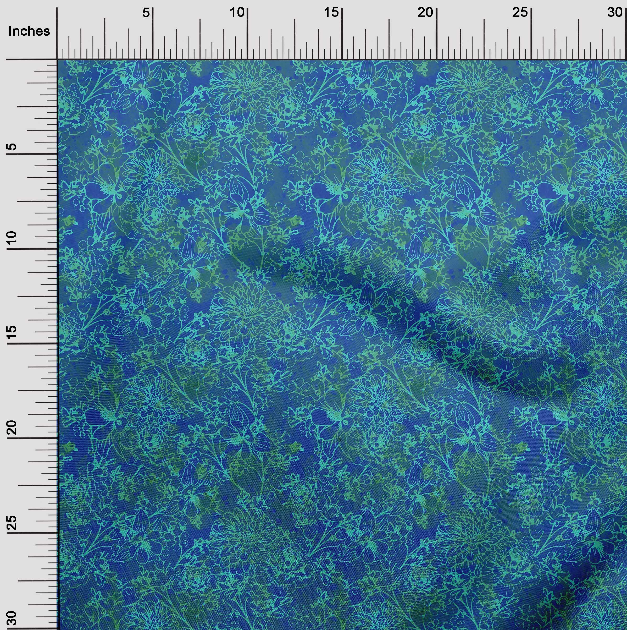 Premium 100% Rayon Batik Fabric - Blue Floral Printed Dress Material by The Yard (56 Inch Wide) | Perfect for Summer Dresses, Boho Skirts & DIY Fashion Projects