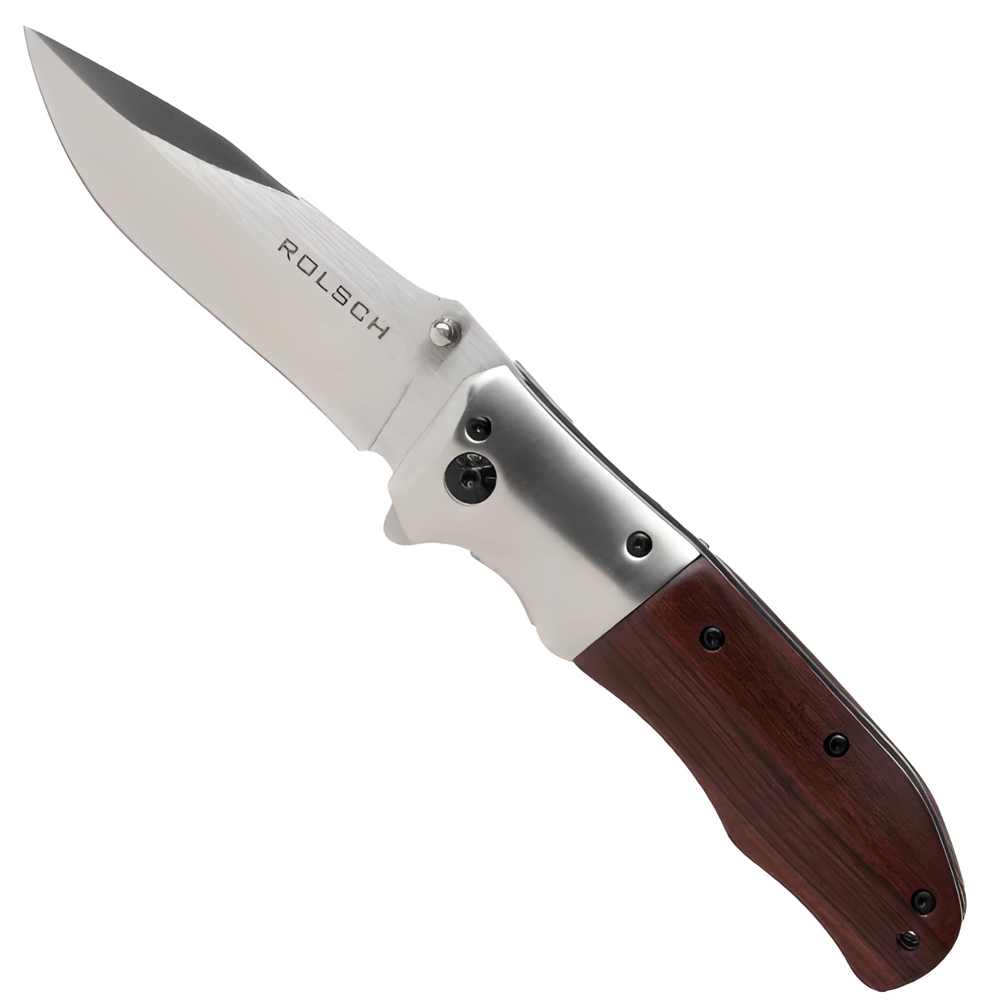 Premium Spring Assisted Folding Pocket Knife - Stainless Steel Blade with Rosewood Handle & Secure Pocket Clip - Ideal for Hunting, Camping, Survival, Tactical & Everyday Carry (EDC) - Perfect Outdoor Gear for Adventurers & Professionals