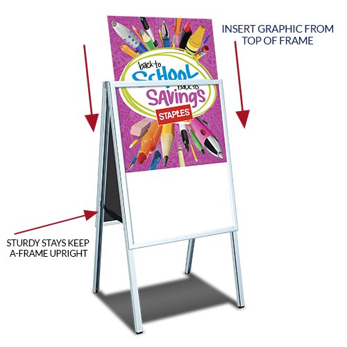 24x36 A-Frame Sign Holder with Floor Stand - Slide-In Design for Indoor/Outdoor Advertising, Events, and Retail Displays