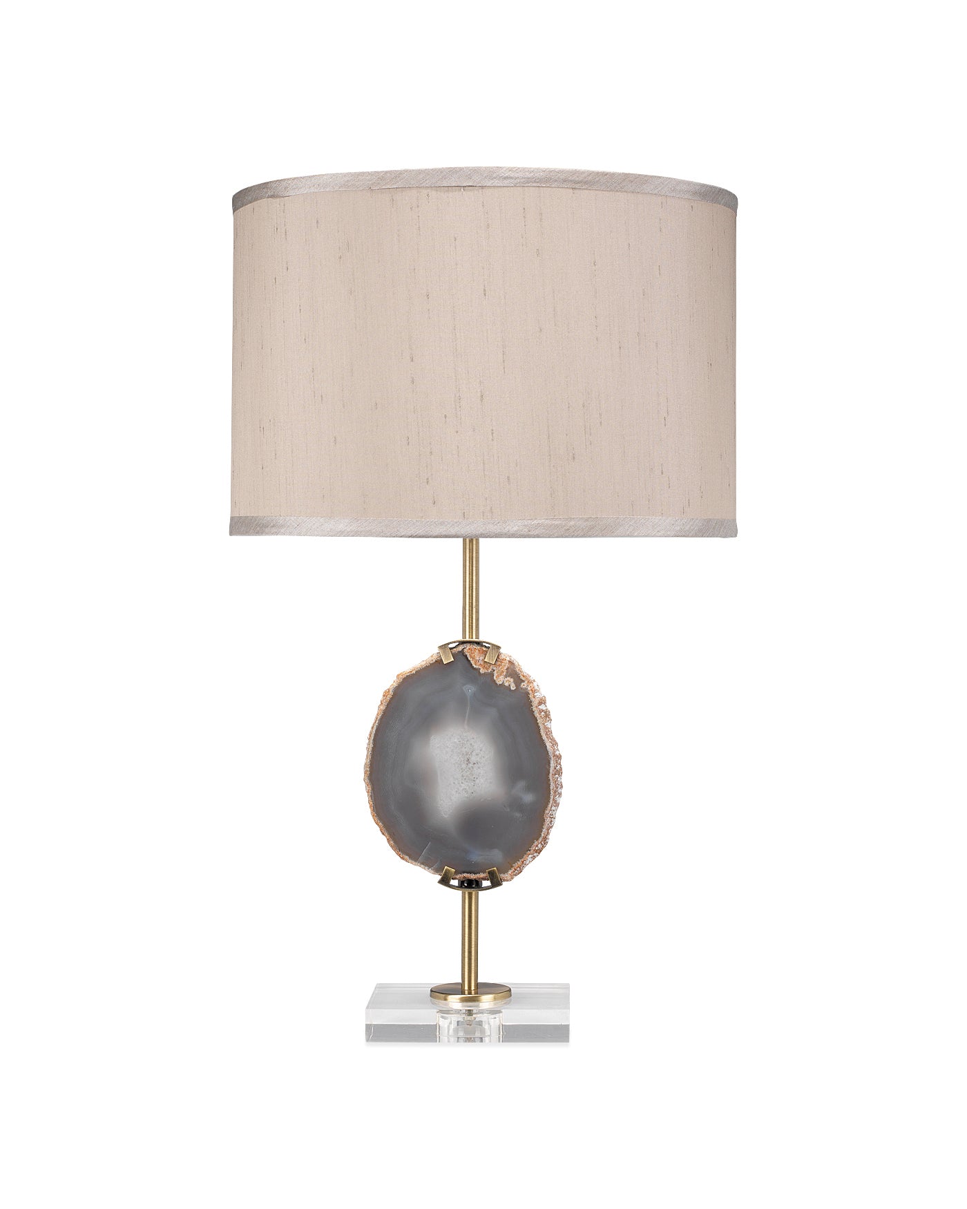 Natural Agate Slice Table Lamp - Handcrafted Crystal Stone Night Light for Bedroom, Living Room & Office Decor - Unique Healing Crystal Home Decor Gift