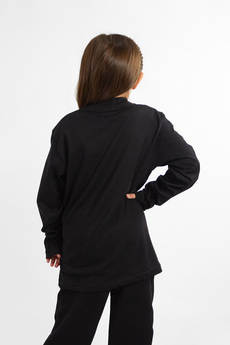 OCN Kids Original Long Sleeve T-Shirt - Black 668D0 | Soft & Comfortable Cotton Shirt for Boys & Girls | Perfect for School, Playdates & Everyday Wear