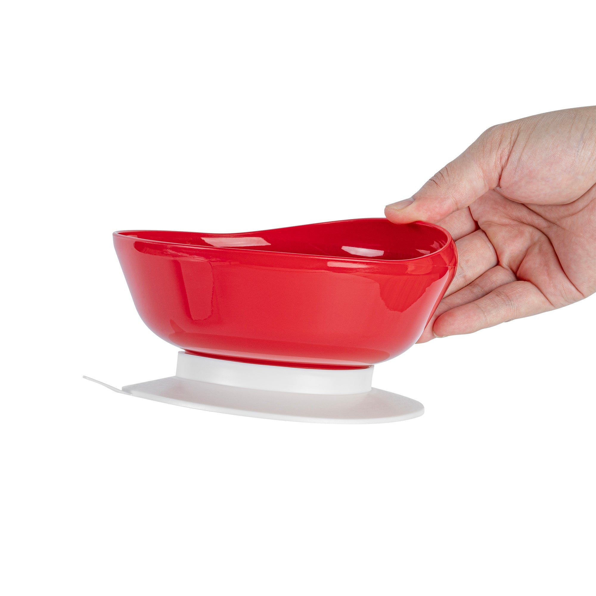 Adapt Tek 19 oz Spillproof Red Plastic Scoop Bowl with Suction Base - 5.75 x 5.75 x 3 Inches - Perfect for Baby Feeding, Pet Food, and Kitchen Storage (1 Count)