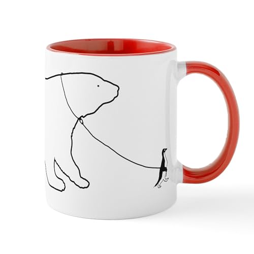 White/Red Inside - Penguin And Polar Bear Mugs
