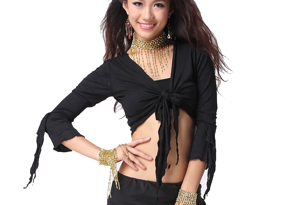 Sexy Belly Dance Costume Top - Long Sleeve Bandage Wrap Shirt for Women | Perfect for Belly Dancing, Halloween Costumes & Exotic Dance Performances
