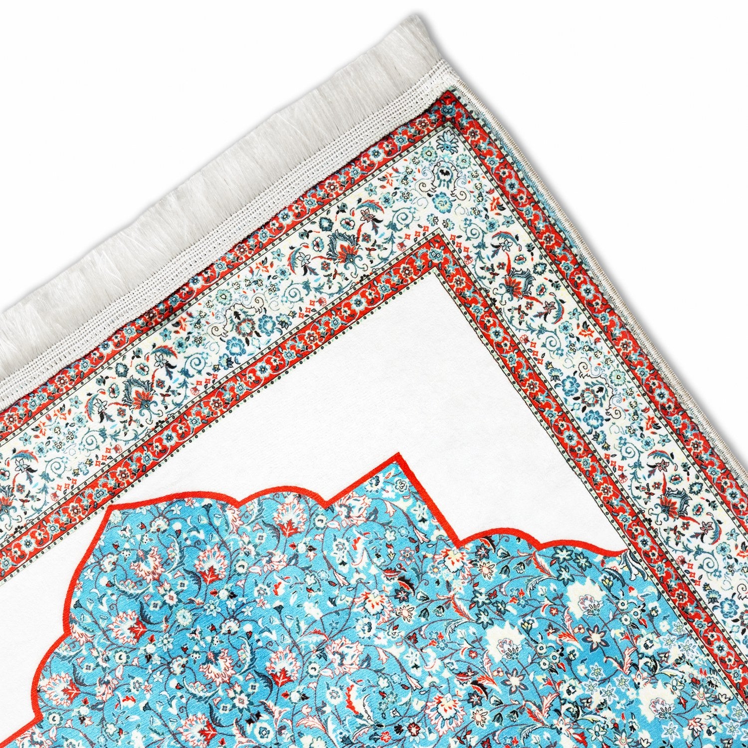 Premium Turquoise & Red Floral Prayer Carpet - Soft Non-Slip Muslim Prayer Mat for Home, Mosque & Travel - Islamic Prayer Rug with Beautiful Traditional Design