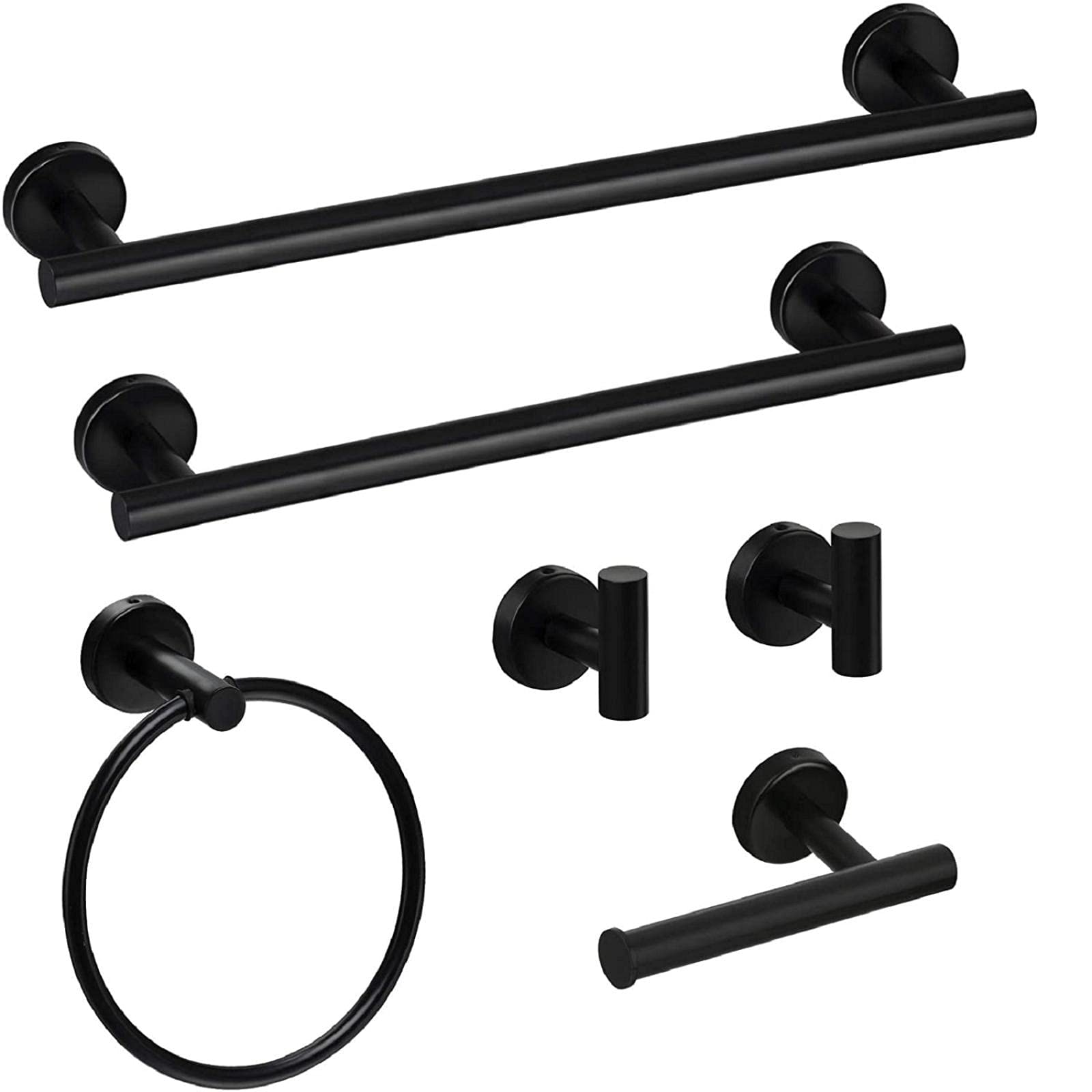 6-Piece Matte Black Bathroom Hardware Set - 18/24
