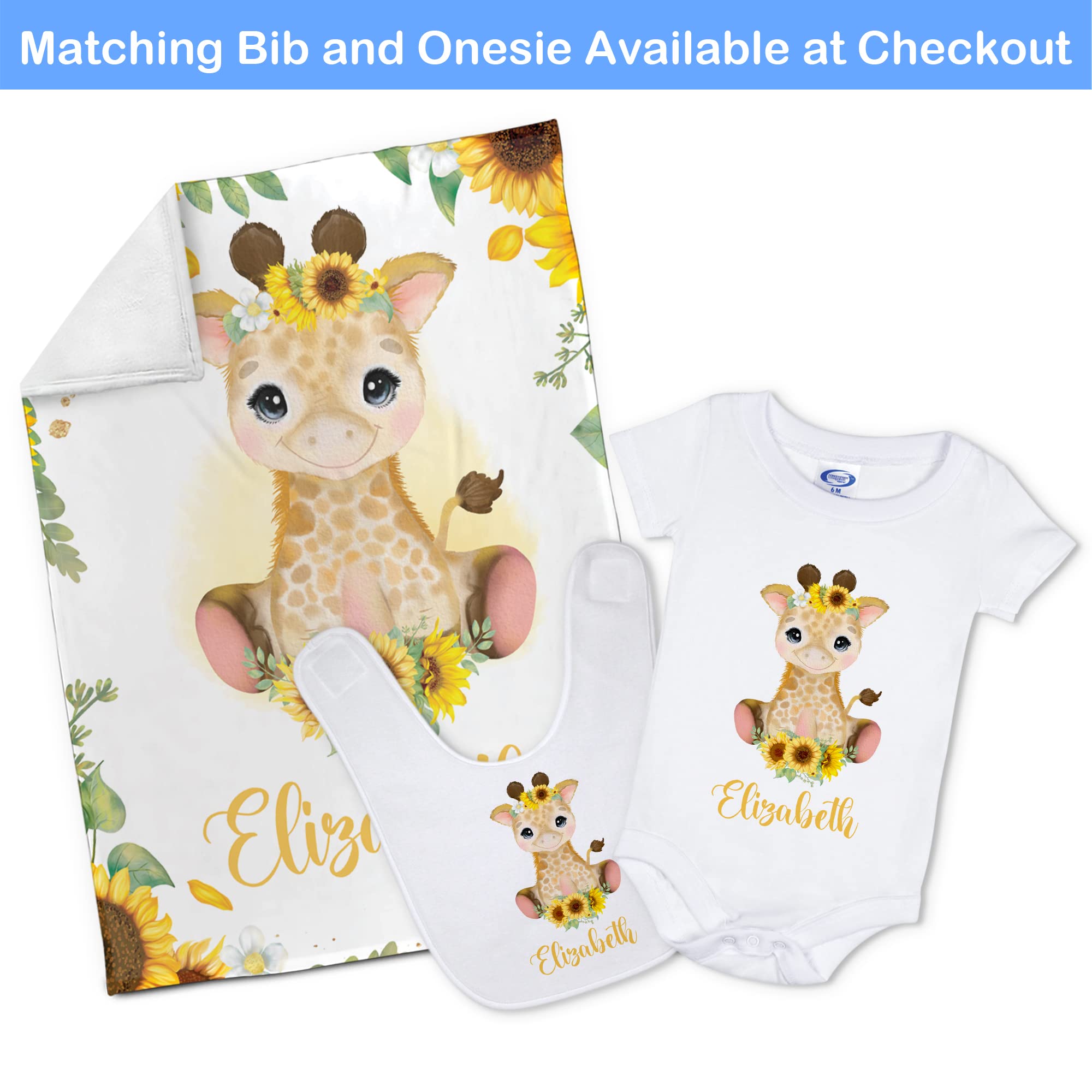 Personalized Baby Blankets with Name - Customized Giraffe Print Fleece Blanket for Girls & Boys, 30