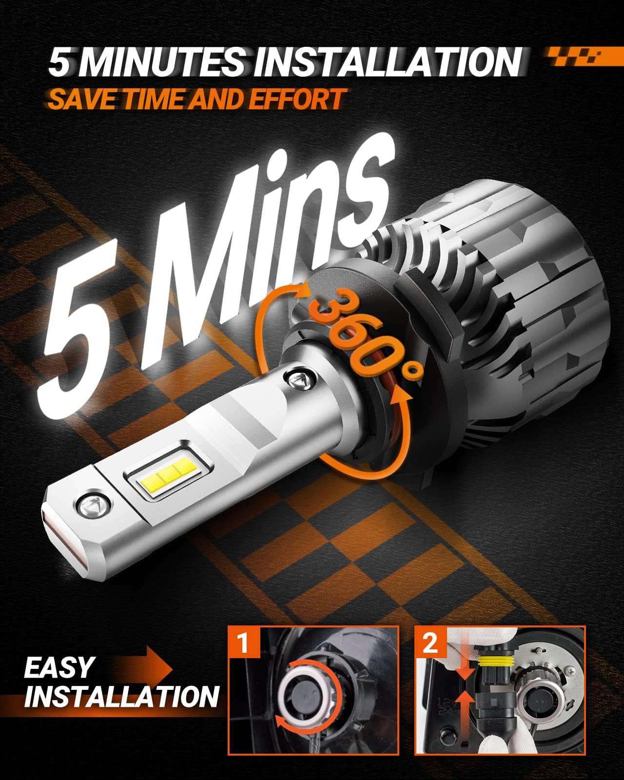 SEALIGHT 9005/HB3 9006/HB4 LED Bulbs Combo - 800% Brighter 6500K Cool White, 60,000+ Hours Lifespan, 15,000 RPM Turbo Fan - Plug & Play Hi/Lo Beam & Fog Light Replacement (Pack of 4) | Perfect for Night Driving, Off-Roading & Enhanced Visibility in All Weather Conditions