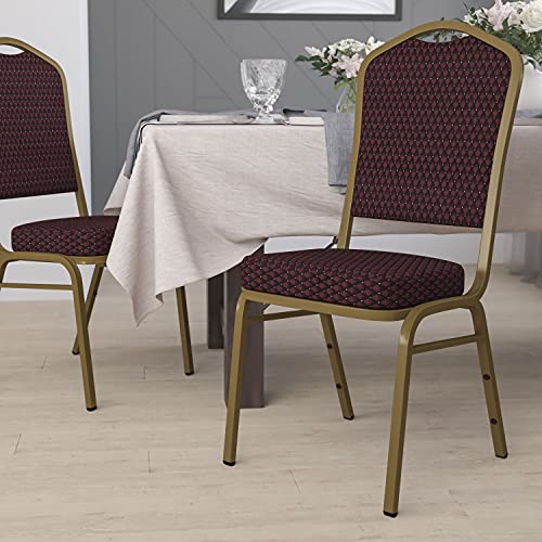 Burgundy Patterned Fabric/Gold Frame