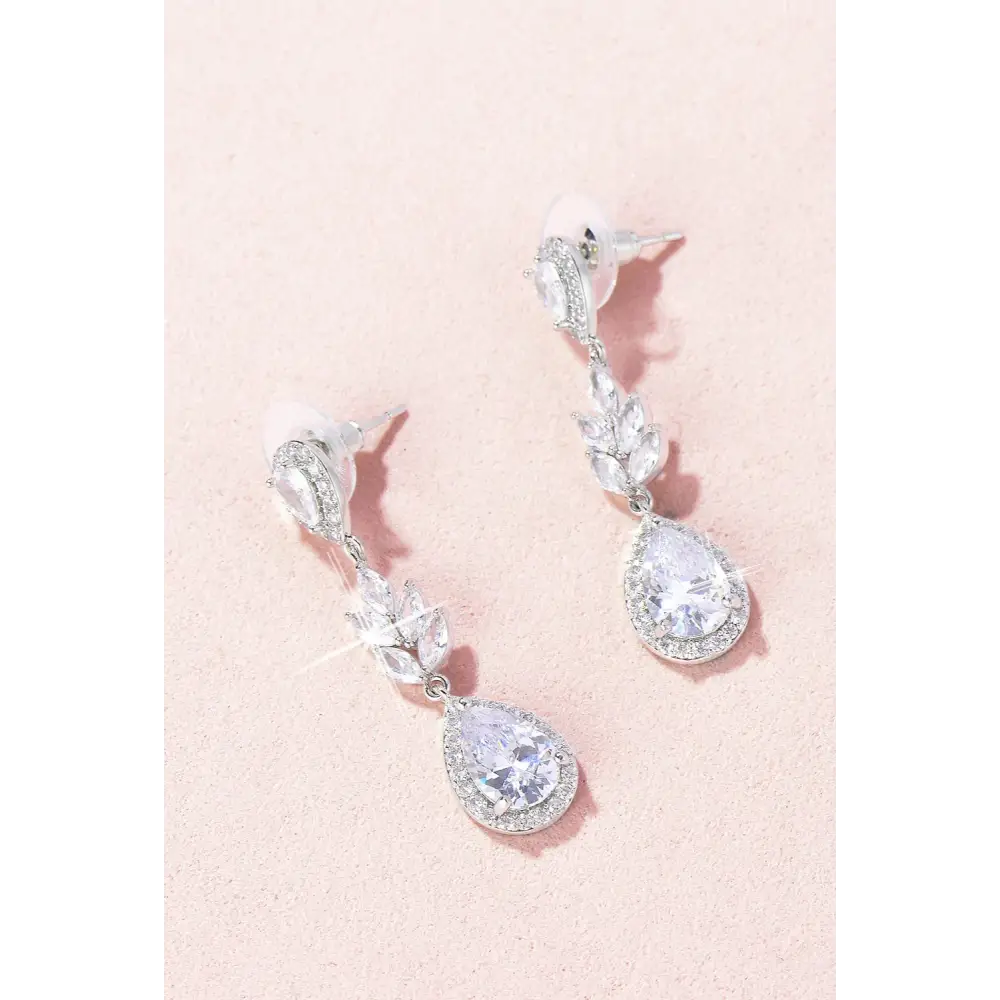 Scarlett CZ Drop Earrings E015 - Elegant Cubic Zirconia Dangle Earrings for Women, Perfect for Weddings, Parties & Evening Events