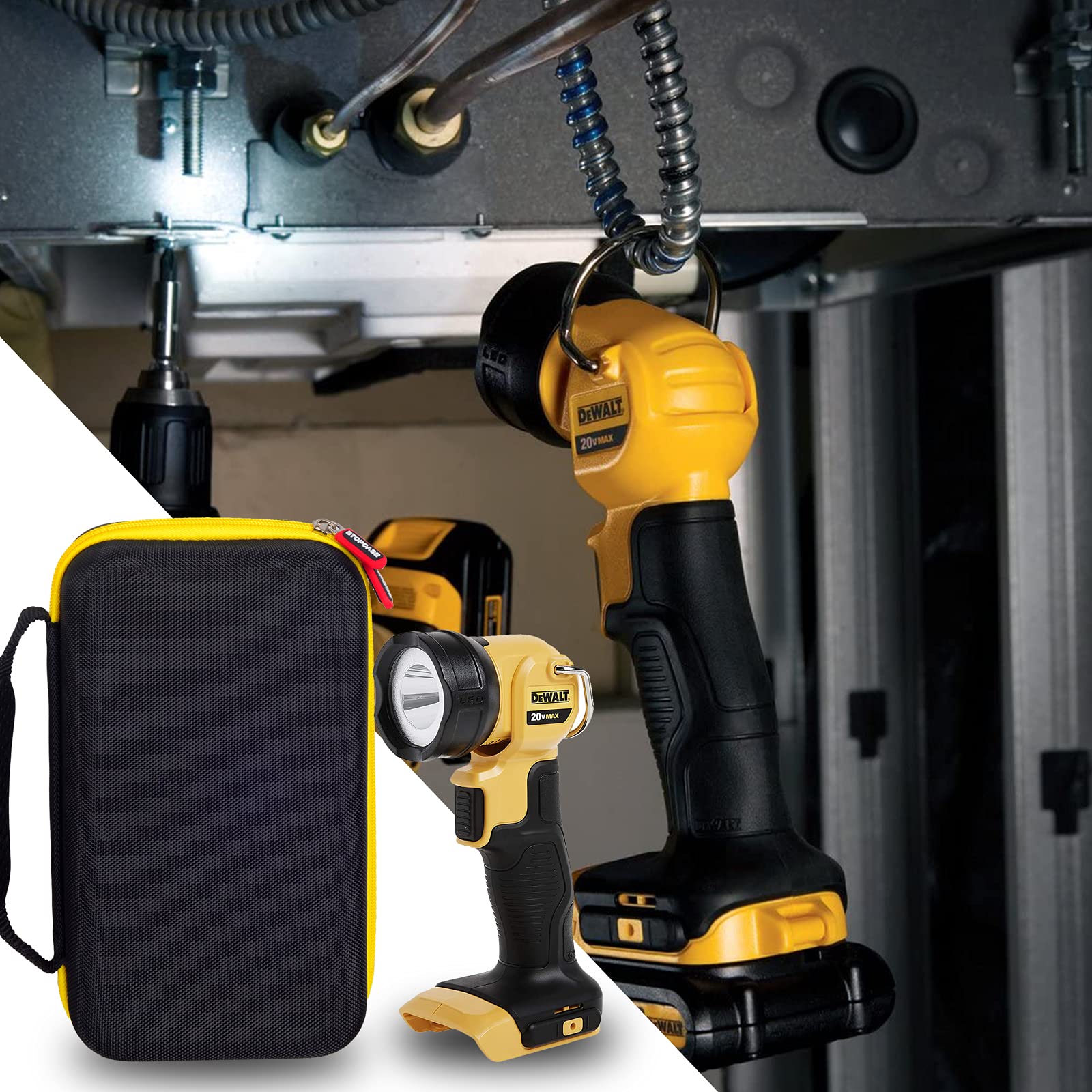 Dewalt 20V MAX LED Work Light Hard Protective Case | DYMO Industrial Label Maker for RhinoPRO 5200 | Brady BMP21-PLUS Portable Label Printer - Durable Storage & Worksite Organization for Construction, Warehouse & Office Use