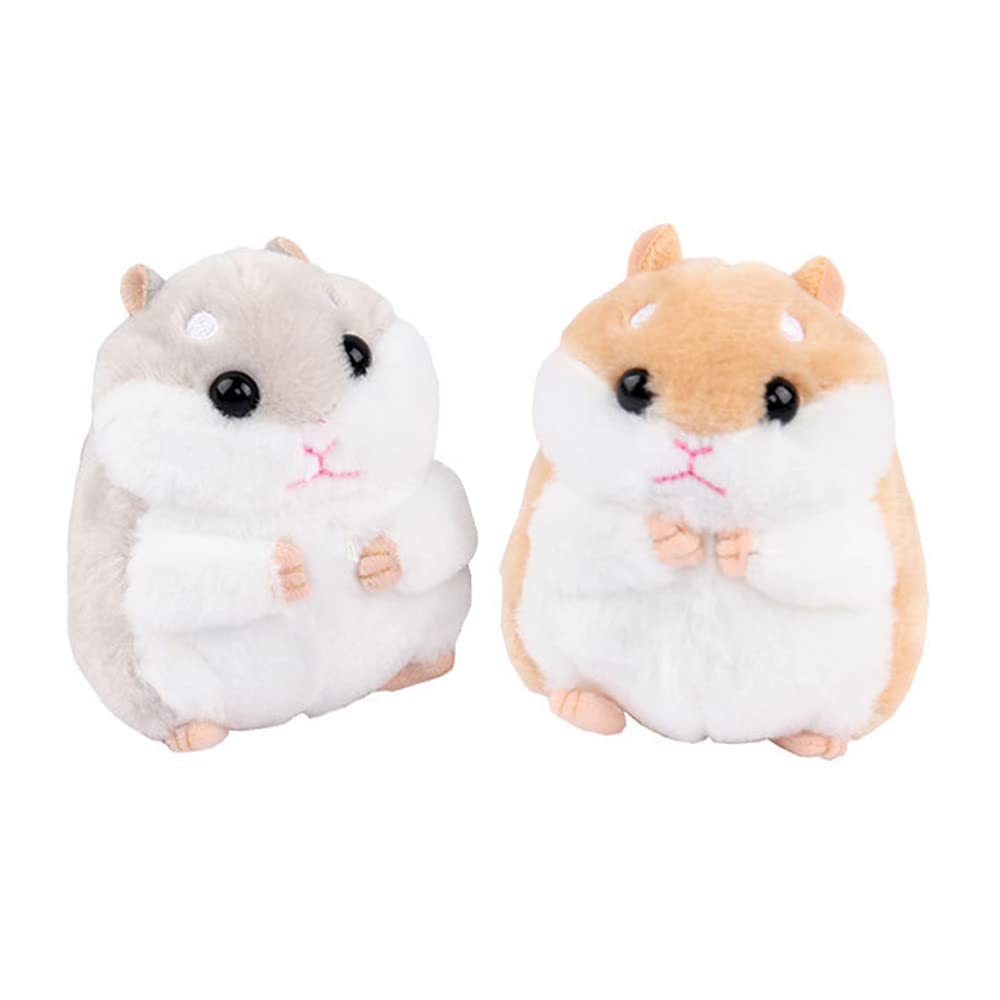2 Pack Plush Hamster Keychain - Cute Backpack Charm for Handbags & Bags