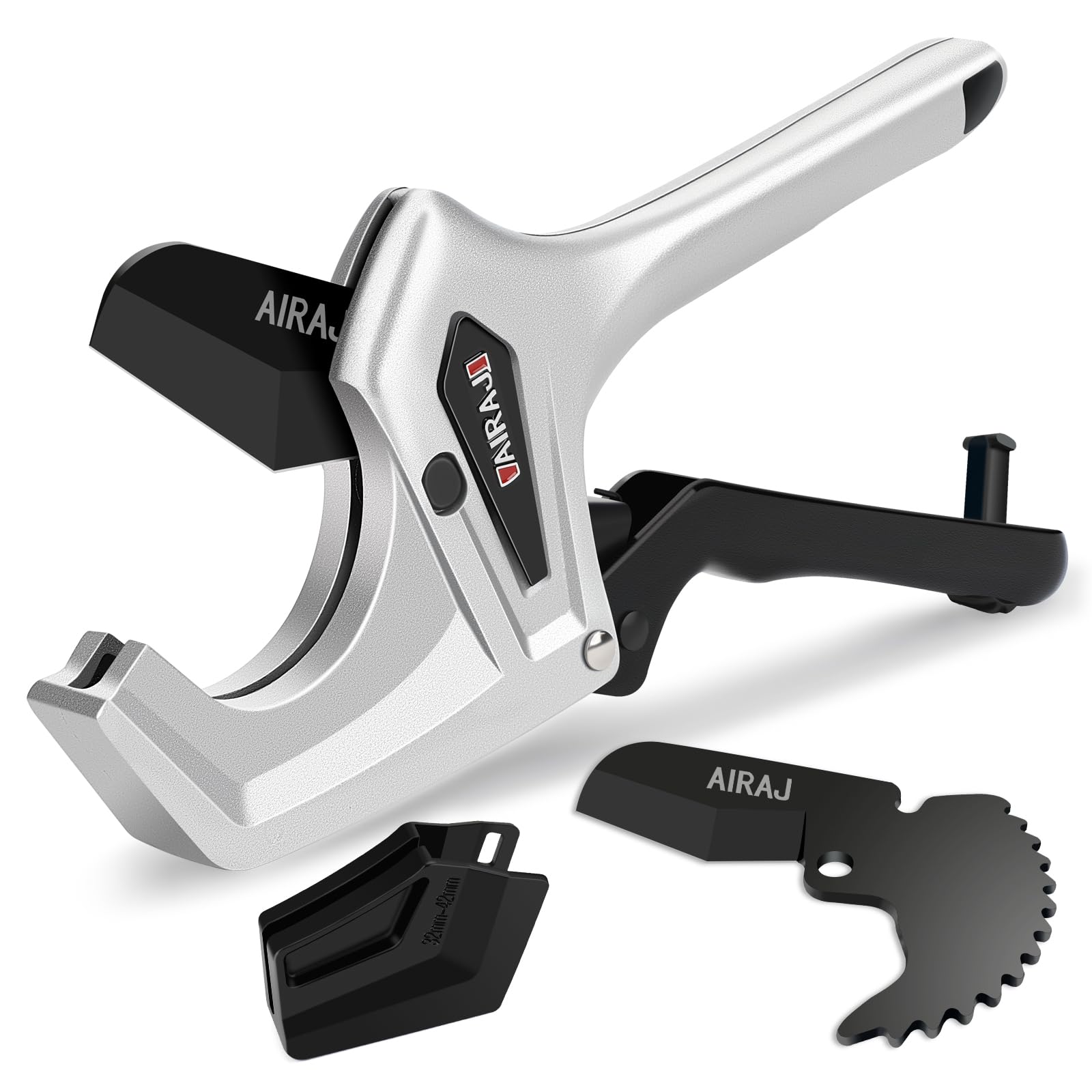 Heavy Duty AIRAJ Ratchet PVC Pipe Cutter - Cuts up to 2 Inch PVC, PEX & Plastic Pipes - One-Click Blade Replacement with Extra Spare Blade - Ideal for Plumbing, DIY Projects & Pipe Installation