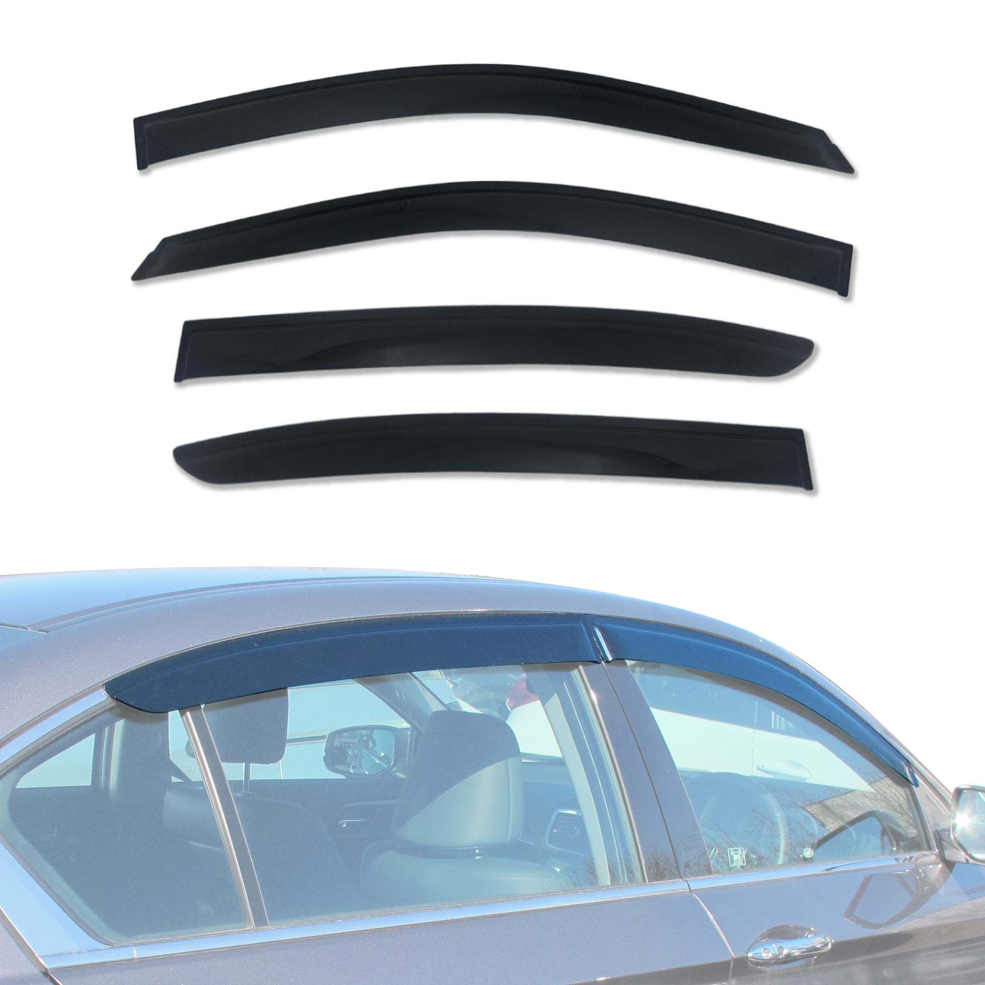 Weather Shields for Honda Accord 9th Gen (2013-2019) - Rain Guards & Window Deflectors - Perfect for All-Weather Protection & Noise Reduction