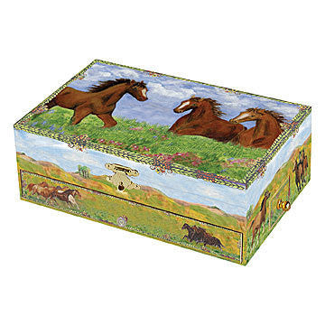 Enchantmints Horse Prairie Music Box - Handcrafted Wooden Musical Gift for Home Decor, Weddings & Special Occasions | Perfect for Nursery, Living Room & Romantic Ambiance