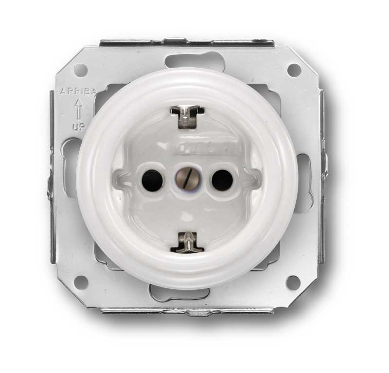 White Porcelain Electrical Outlet Cover - Insats Vit Porslin Jordat Eluttag Garby Colonial - Perfect for Home, Office & Kitchen Decor
